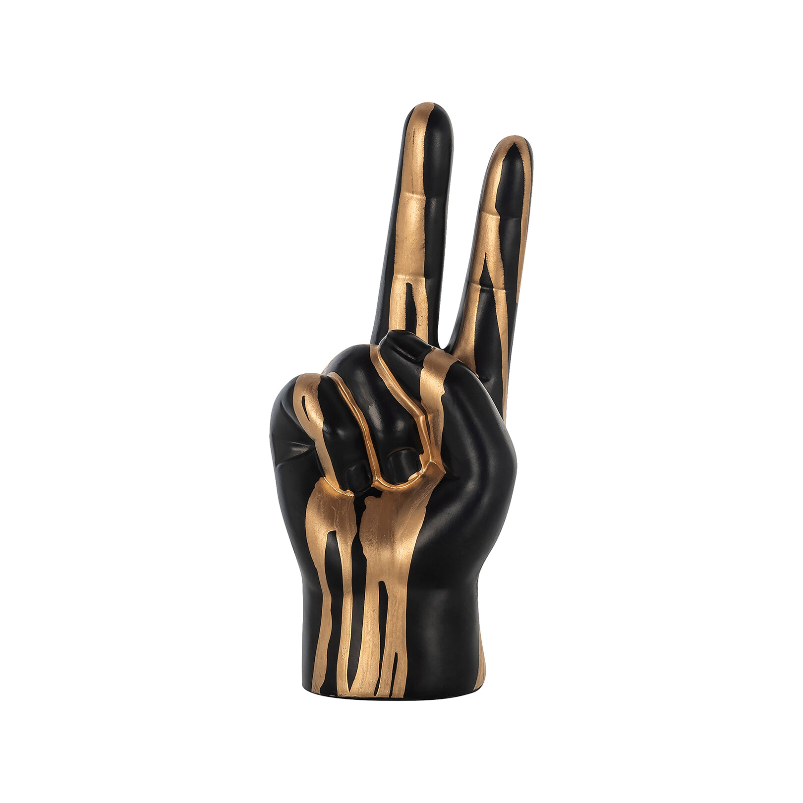 Richmond Decoratie Hand Peace - Zwart/Goud