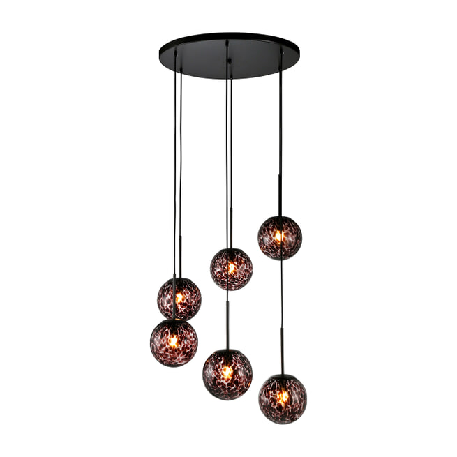 Richmond Hanglamp 'Kyano' 6-lamps, kleur Zwart