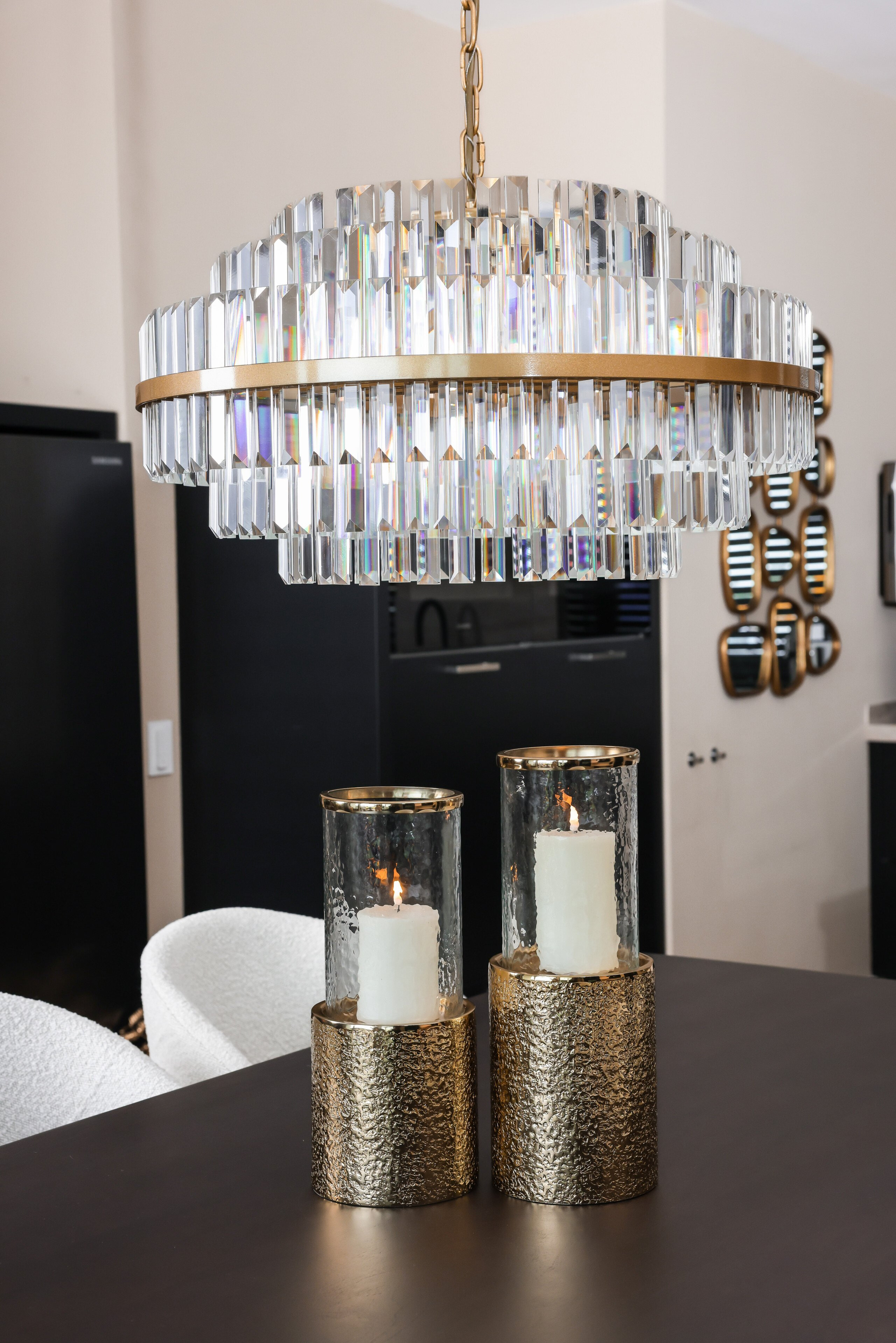 Richmond Hanglamp 'Desire' Crystal, 80cm, kleur Brushed Gold