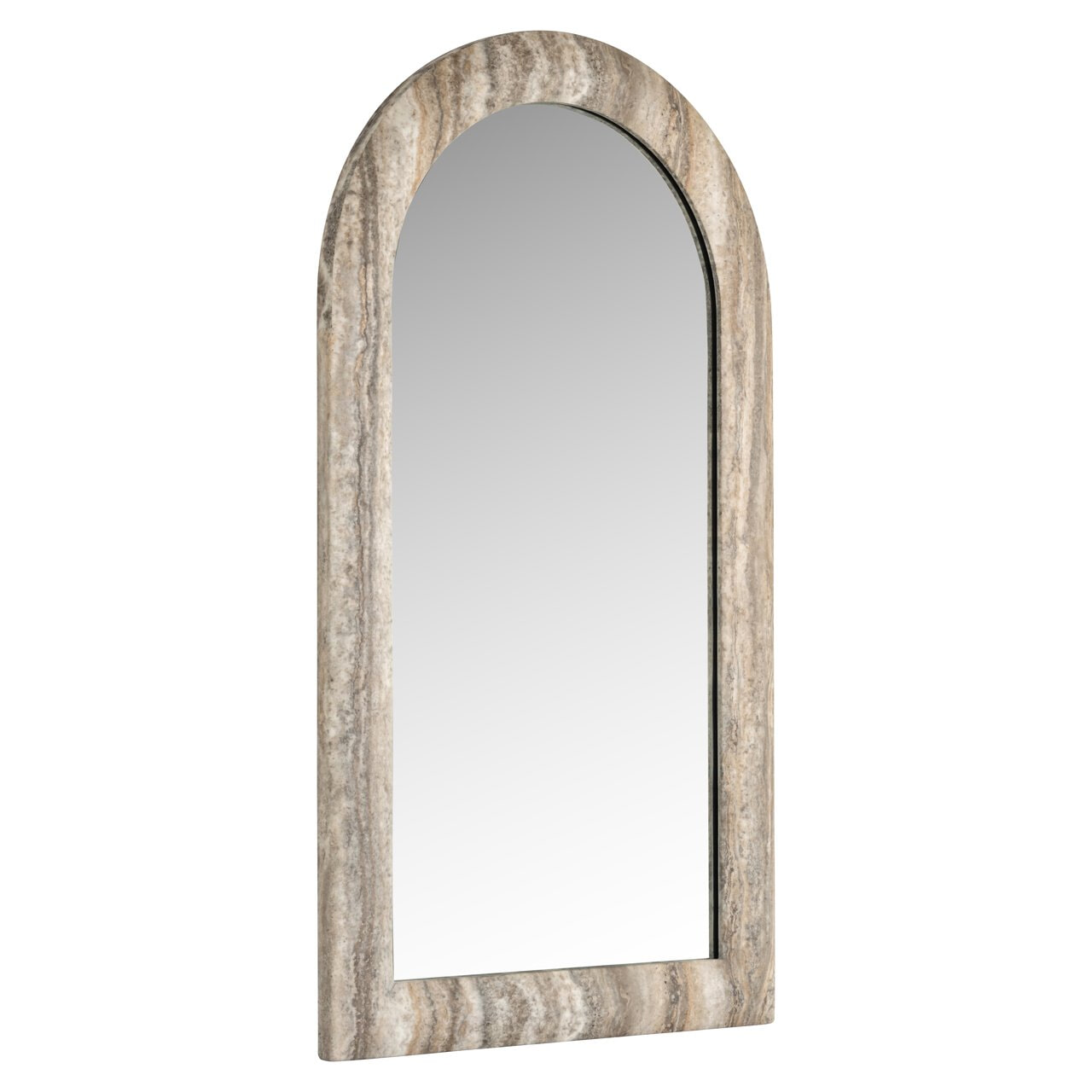 Richmond Gebogen Spiegel 'Calvo' Marmer en travertinlook, 100 x 55cm