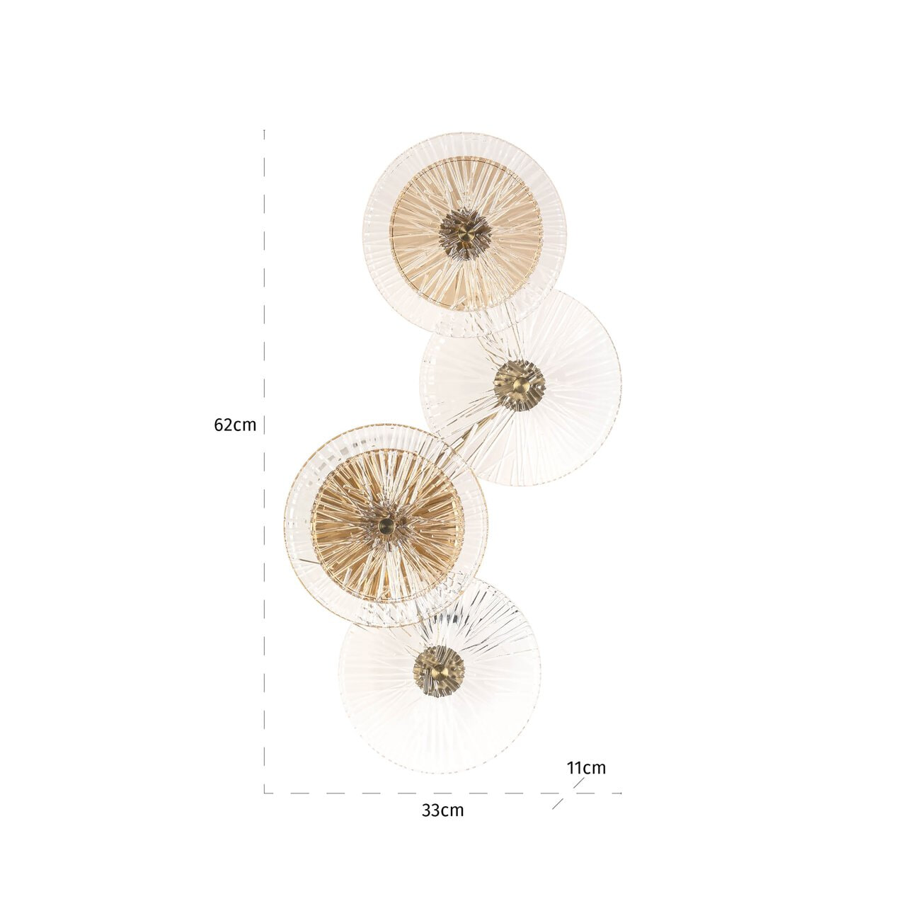 Richmond Wandlamp 'Linzi' 4-lamps, kleur Brushed Gold