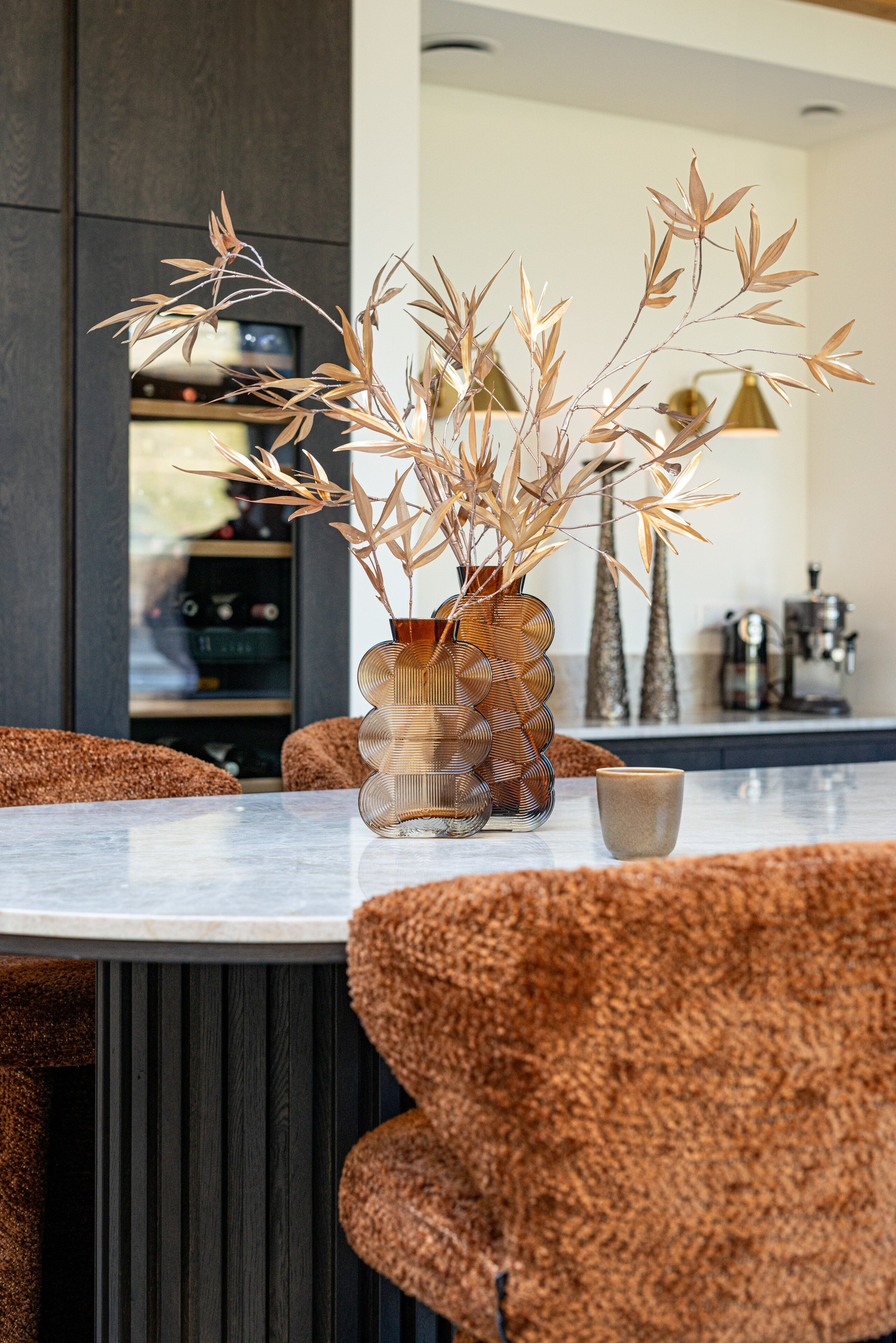 Richmond Barstoel 'Gatsbi' Chenille, kleur Cinnamon (zithoogte 75cm)