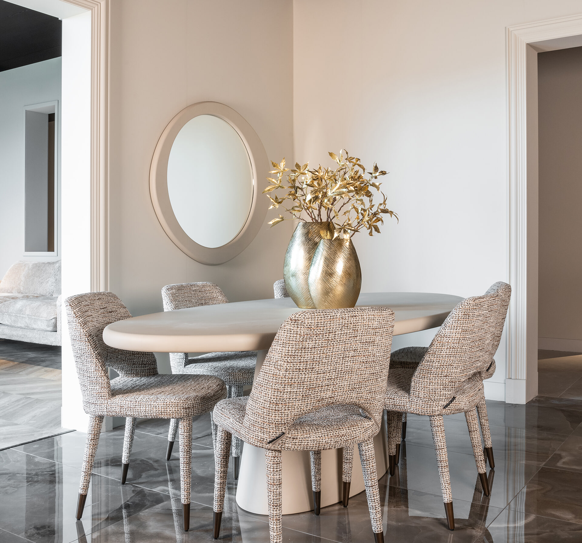 Richmond Organische Spiegel 'Clayton' 120 x 107cm, kleur Beige