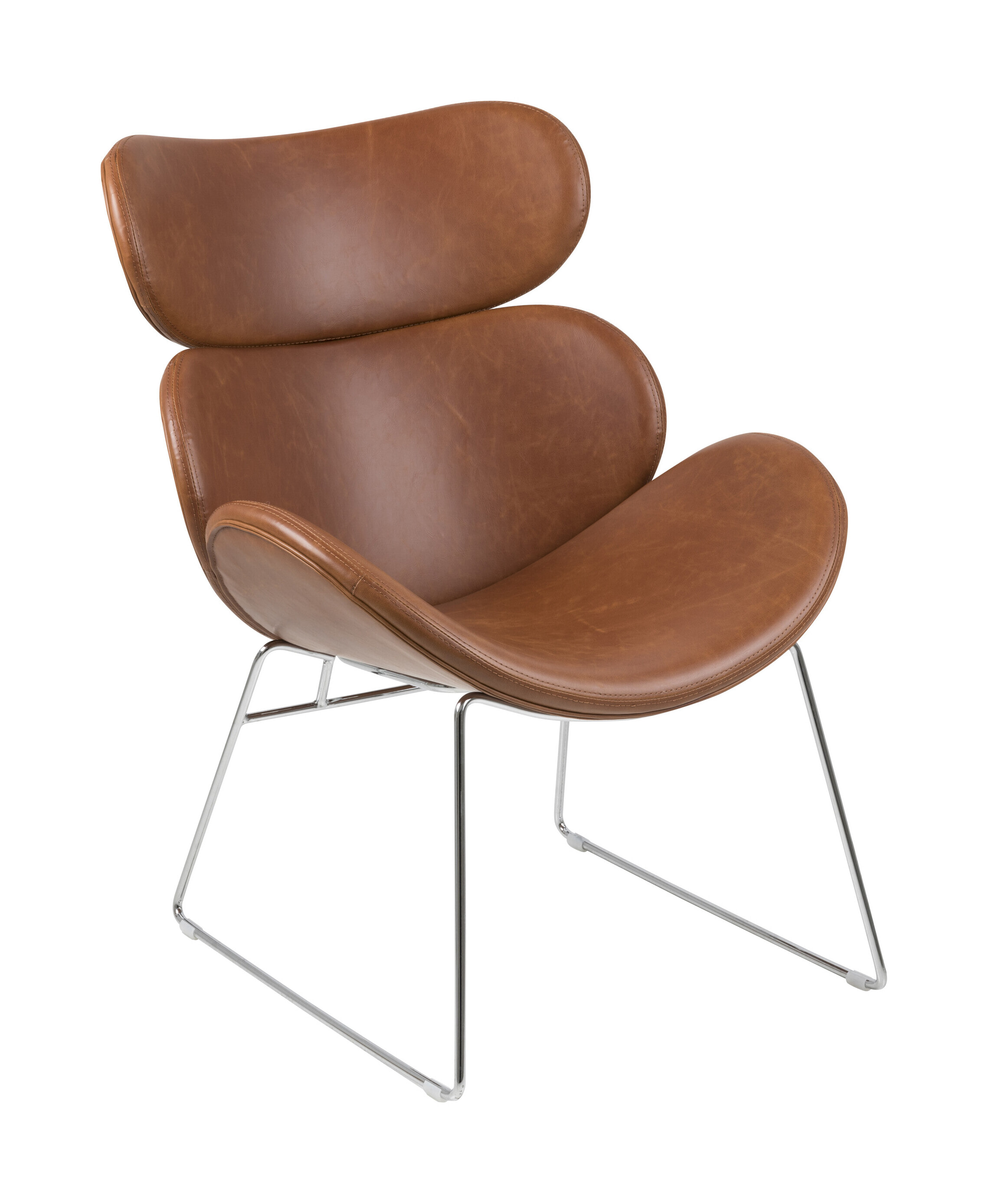 Sohome Fauteuil Josilyn - chroom onderstel - PU cognac