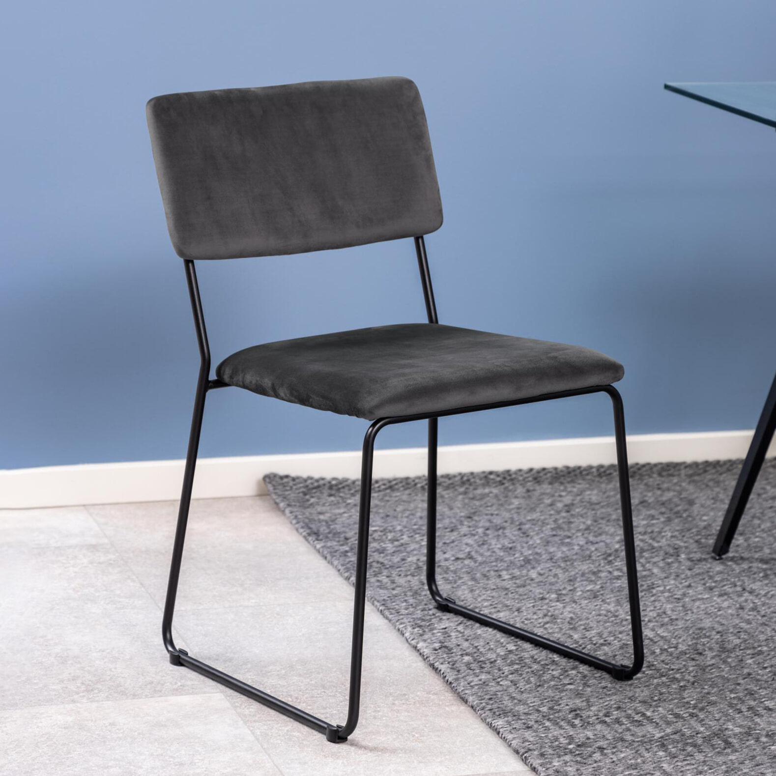 Sohome Eetkamerstoel - set van 2 - 'Denis' Velvet, kleur Donkergrijs
