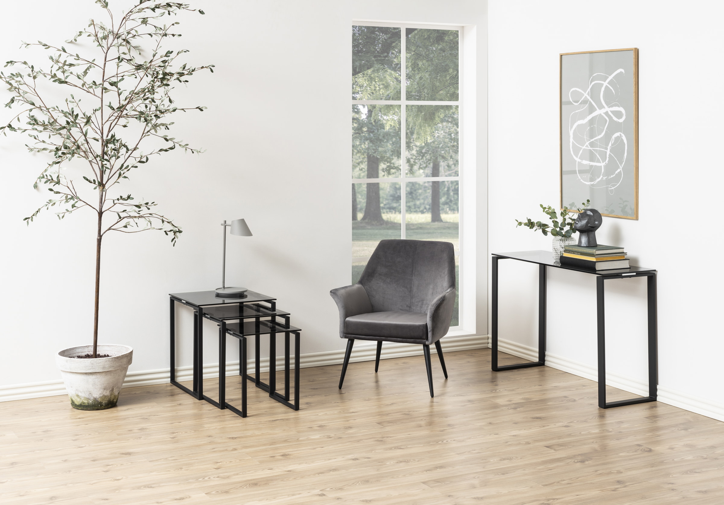 Bendt Bijzettafel 'Lone', Set van 3 stuks, kleur Smoke