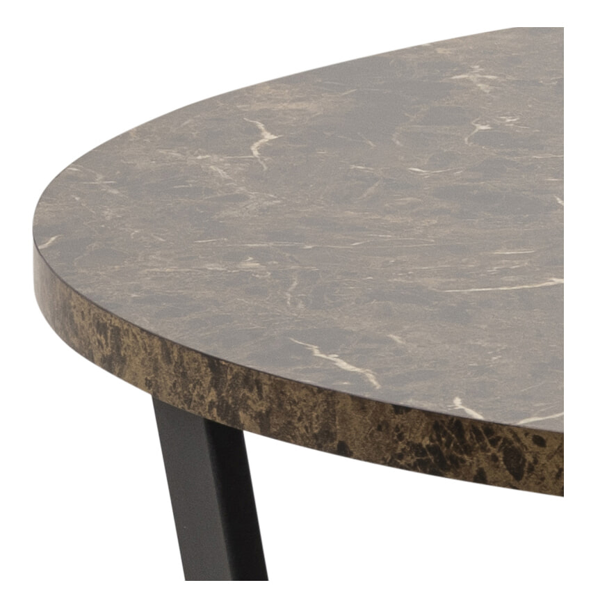 Bendt Ronde Eettafel 'Per' Ø110cm Marmerlook, kleur Bruin