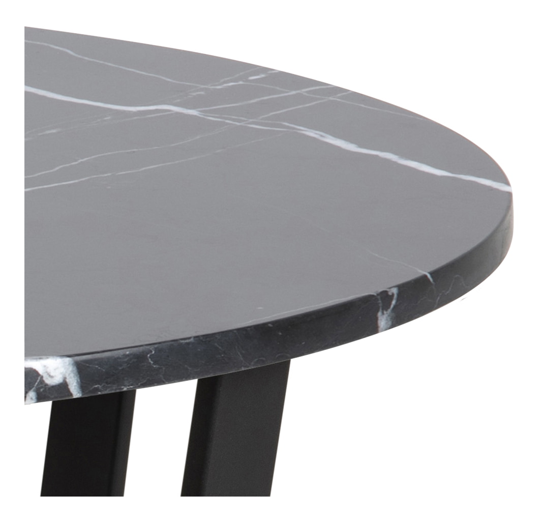 Bendt Ronde Eettafel 'Per' Ø110cm Marmerlook, kleur Zwart