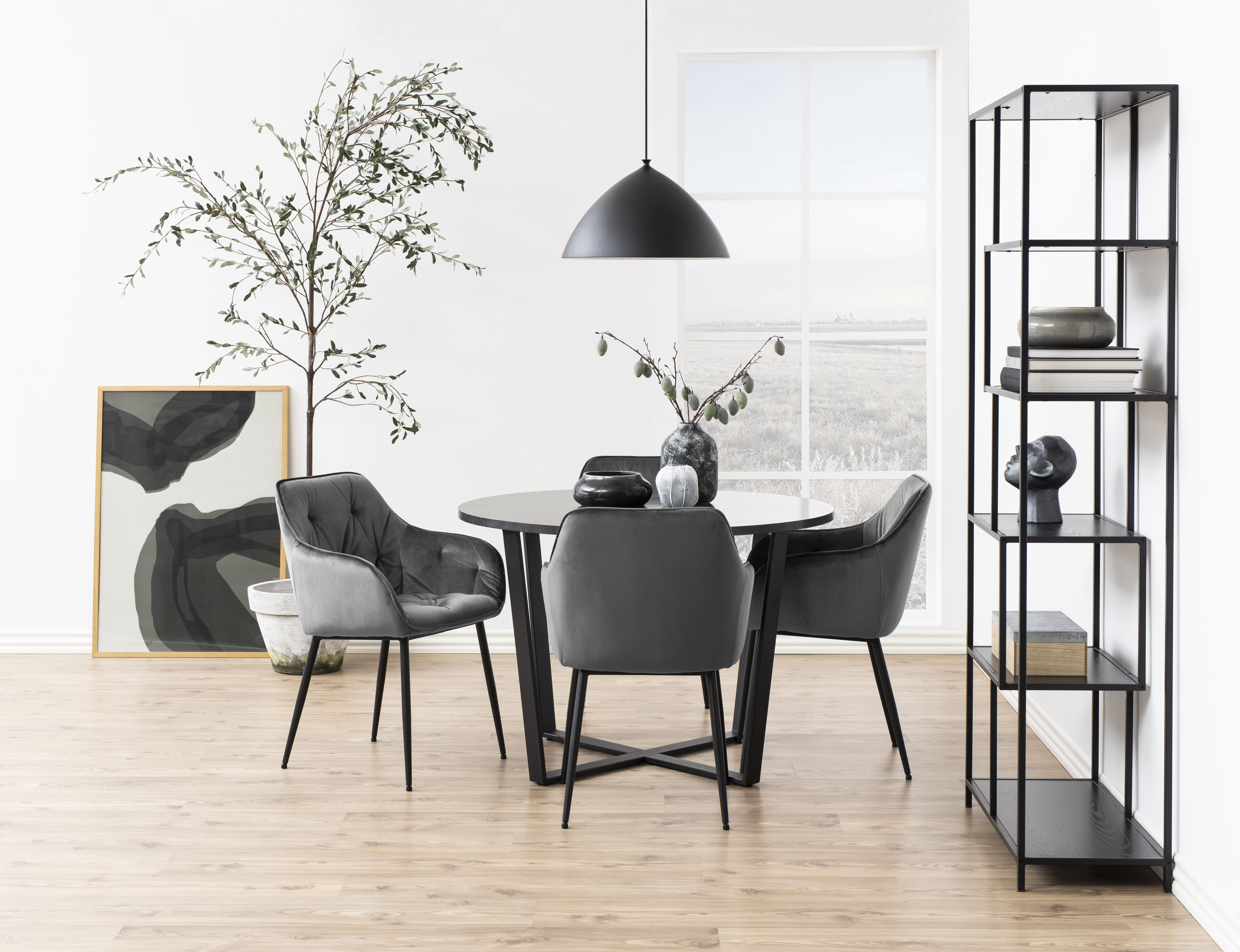 Bendt Eetkamerstoel 'Loren' Velvet, kleur Dark Grey