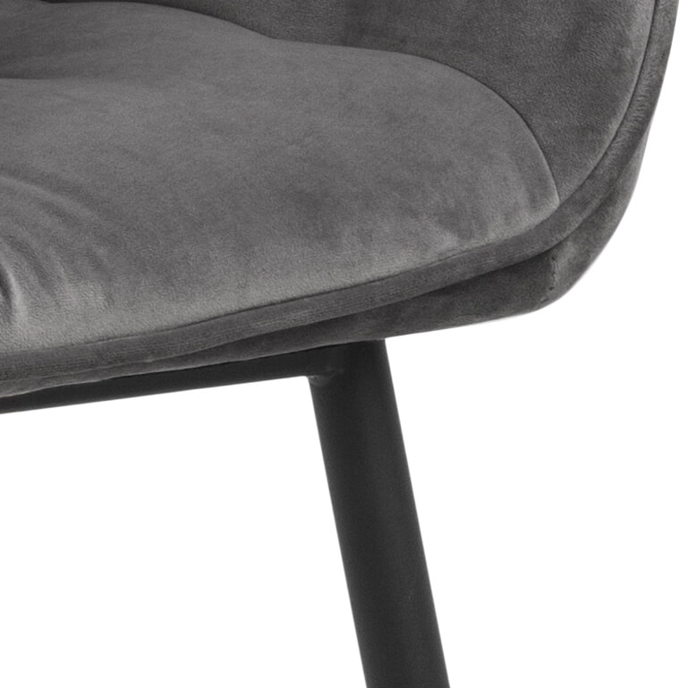 Bendt Eetkamerstoel 'Loren' Velvet, kleur Dark Grey