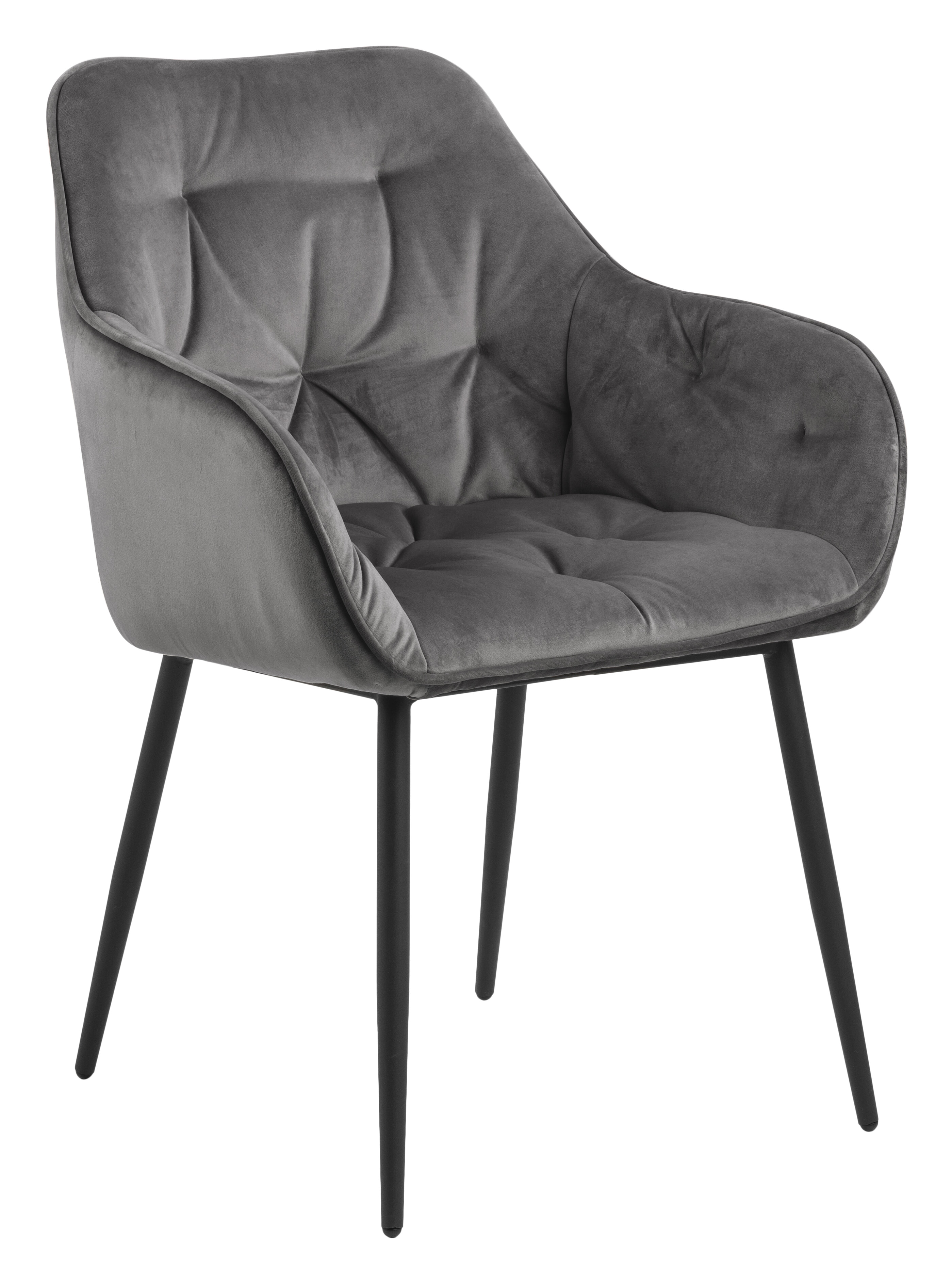 Bendt Eetkamerstoel 'Loren' Velvet, kleur Dark Grey