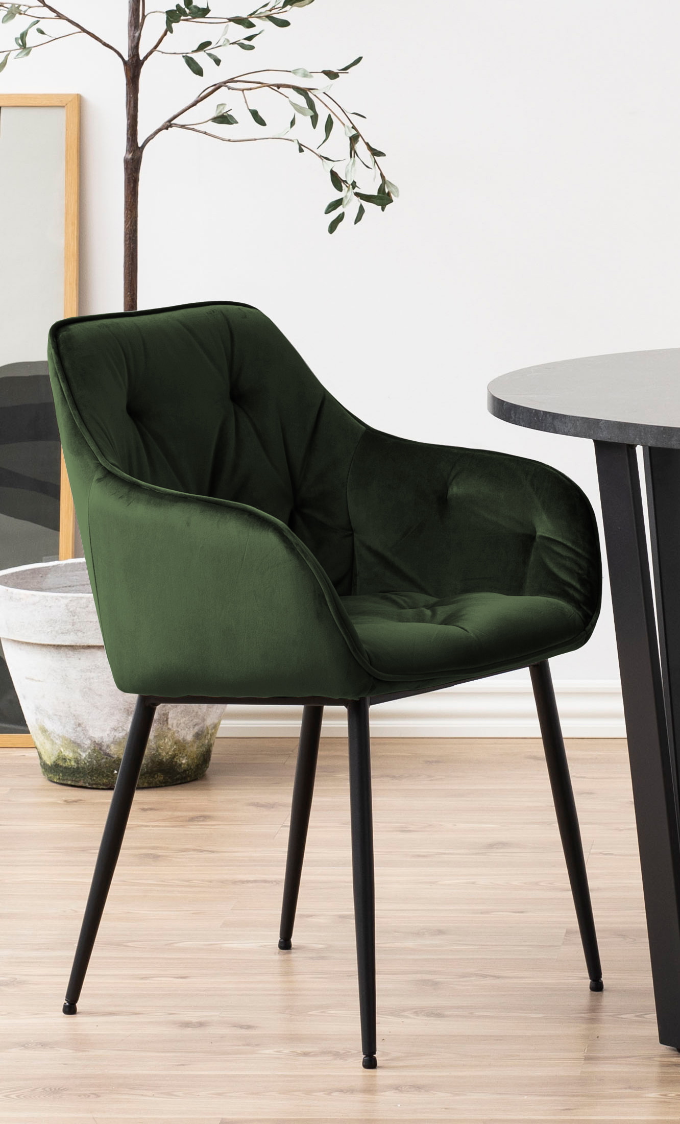 Bendt Eetkamerstoel 'Loren' Velvet, kleur Forest Green