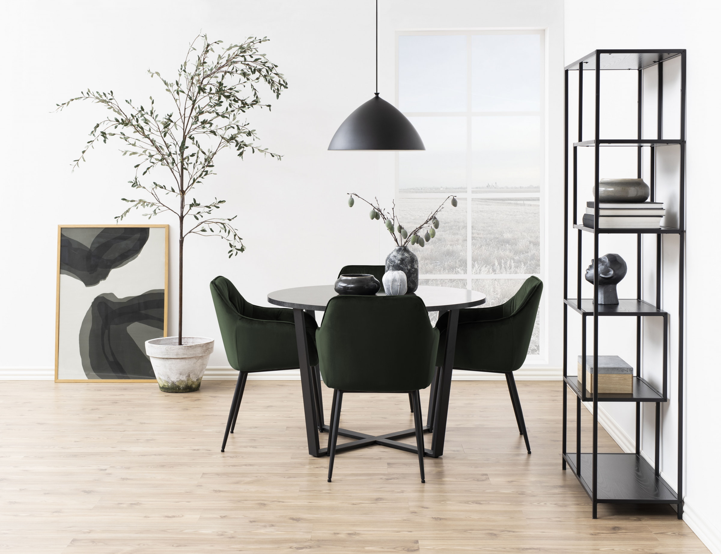 Bendt Eetkamerstoel 'Loren' Velvet, kleur Forest Green