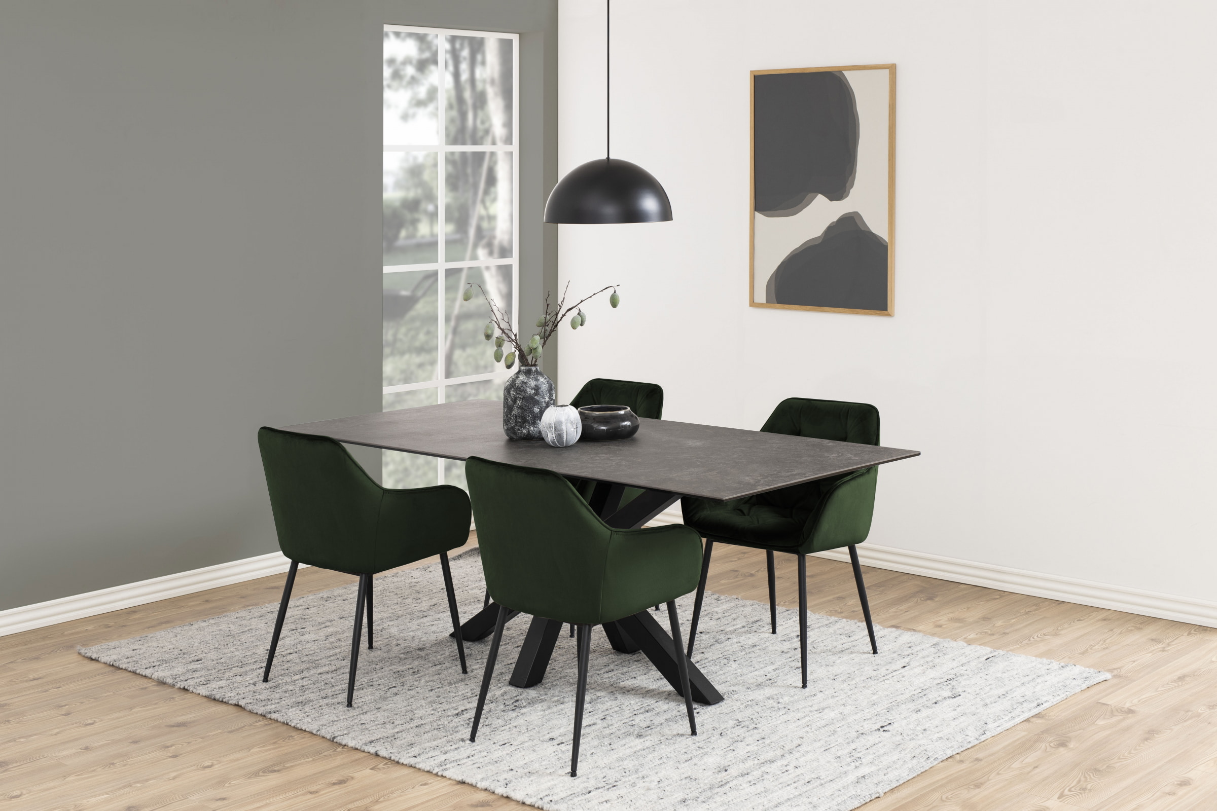 Bendt Eetkamerstoel 'Loren' Velvet, kleur Forest Green