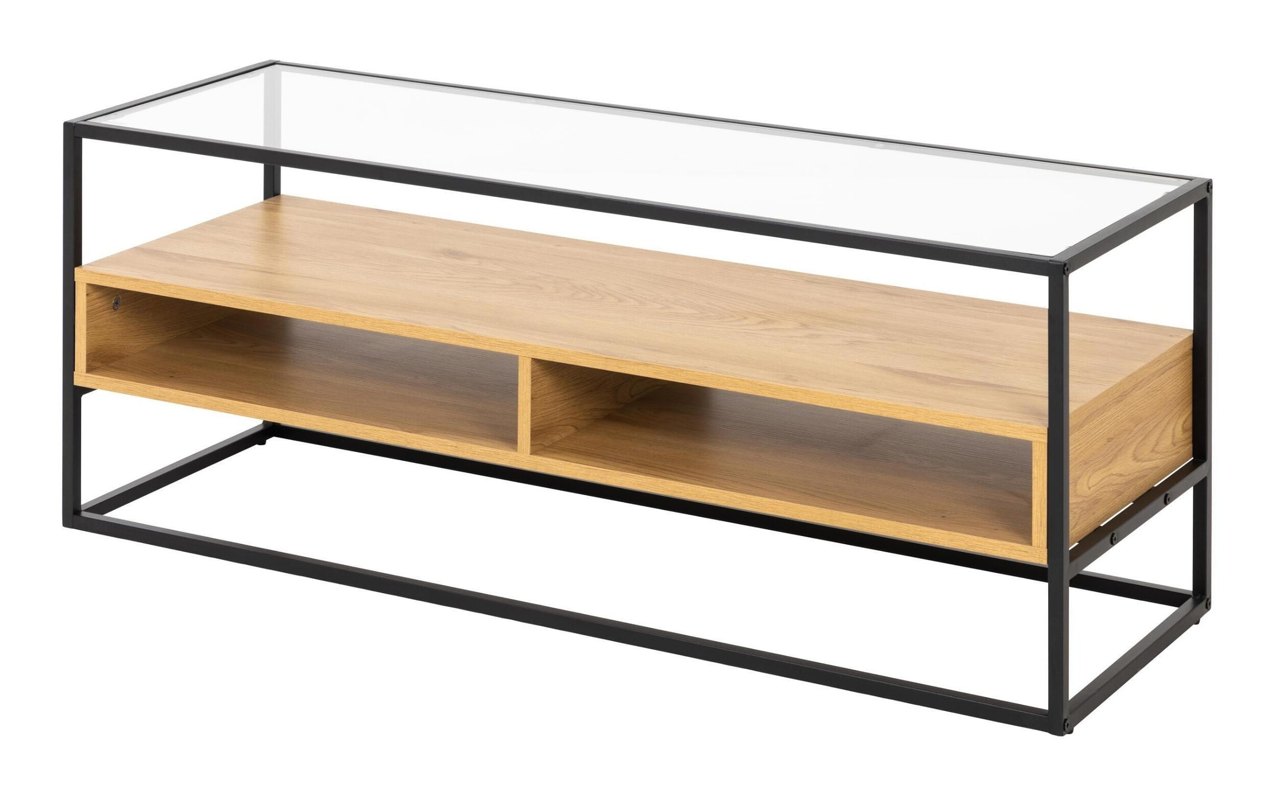 Bendt TV-meubel Maikel Eiken en glas, 120cm - Transparant