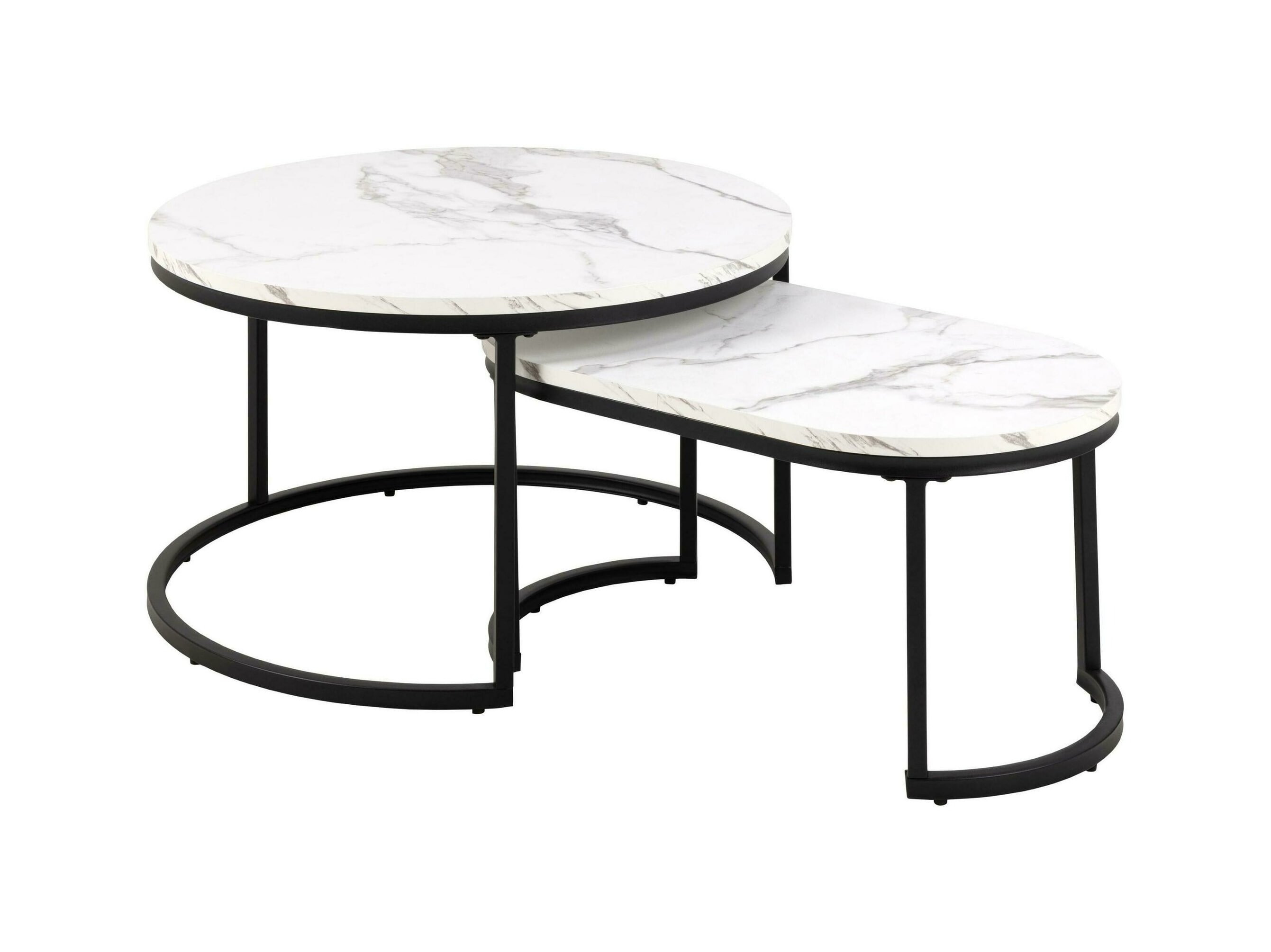 Bendt Salontafel 'Flemming' Set van 2 stuks, Marmerlook, kleur Wit