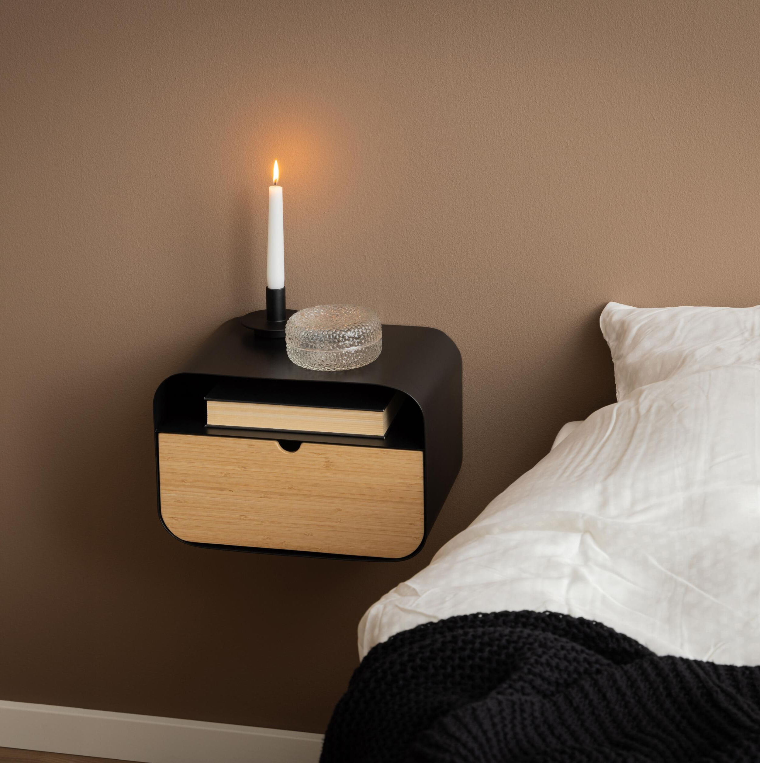 Bendt Zwevend Nachtkastje 'Nonny' Bamboe en staal