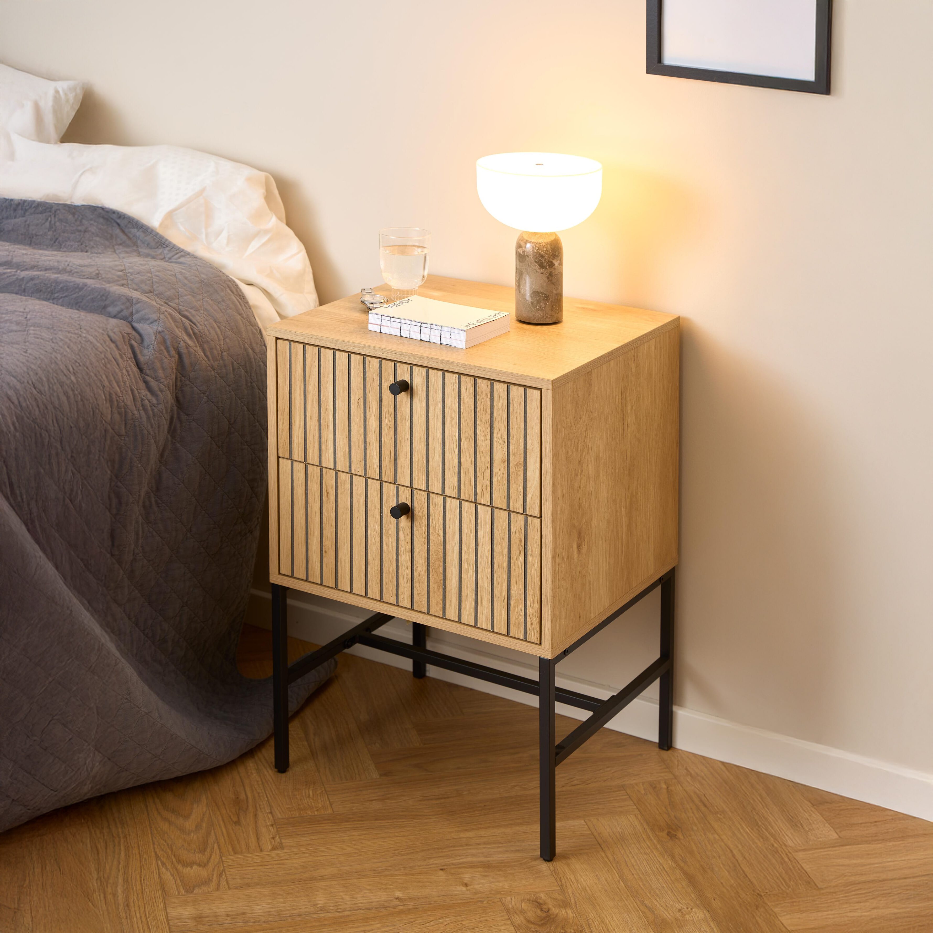 Bendt Nachtkastje 'Davon' Eikenlook, Met 2 laden