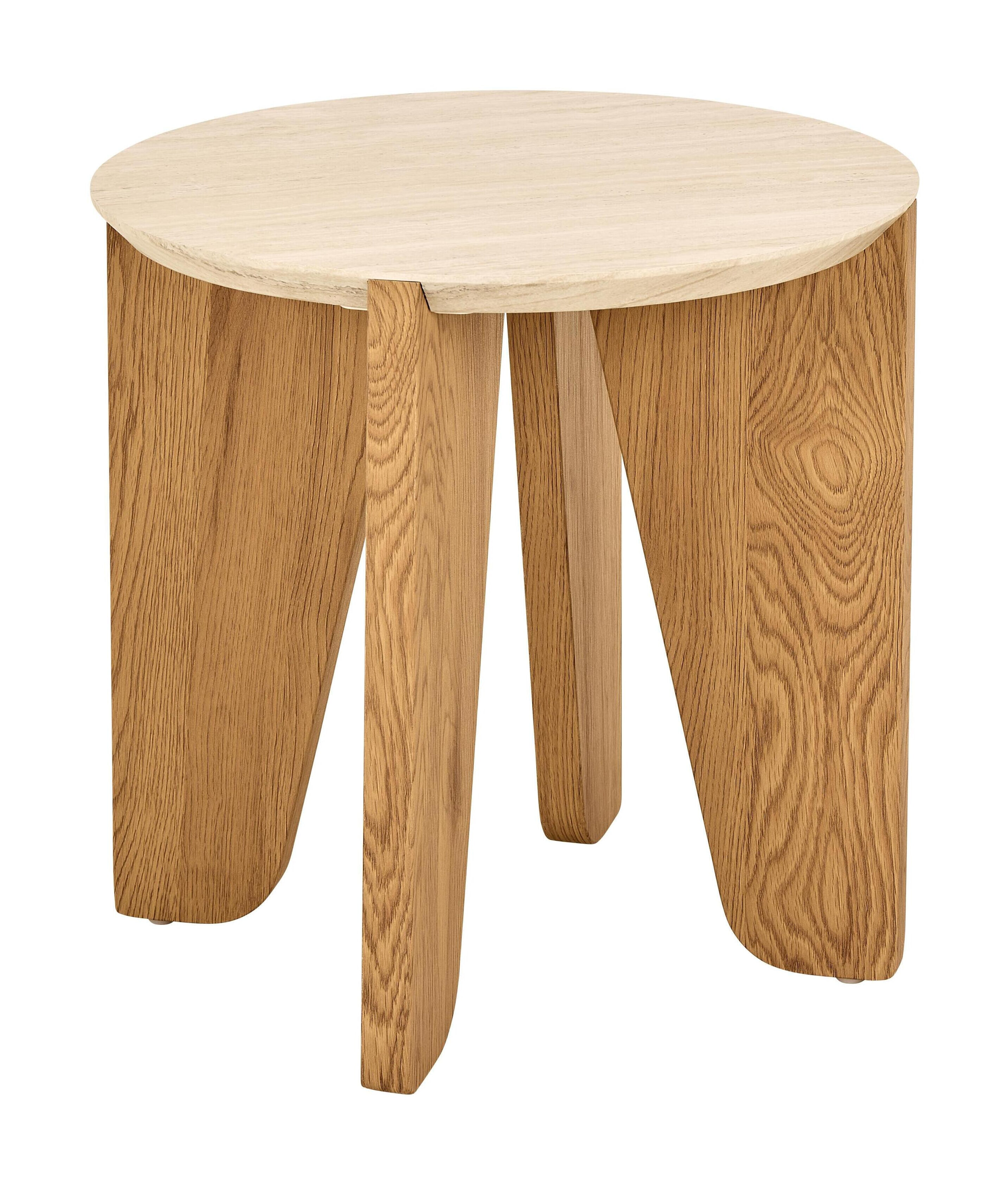 Bendt Ronde Bijzettafel Sol Travertinlook, 50cm - Beige