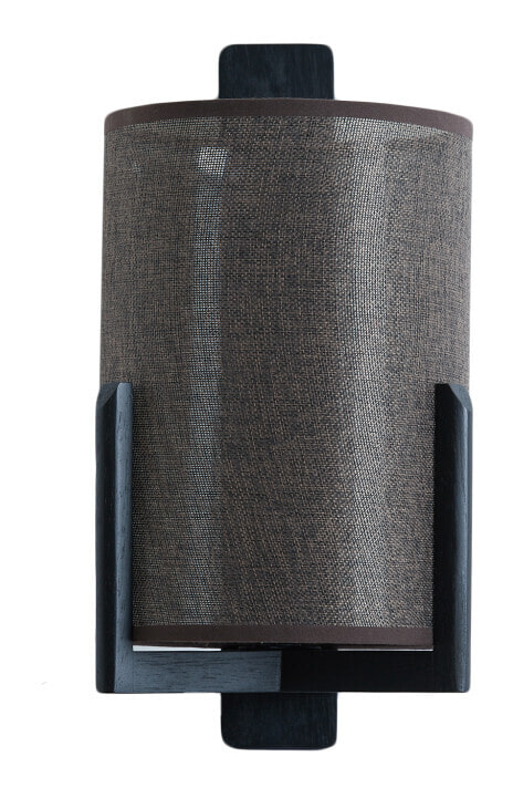 Light & Living Wandlamp Litto Linnen en hout - Donkerbruin - Rond