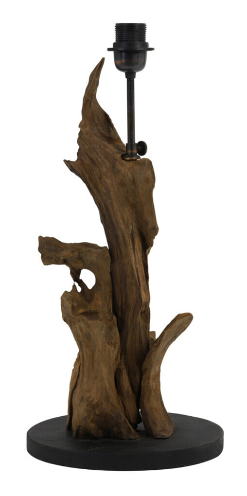 Light & Living Lampvoet Ikal Hout, 50cm - Naturel/Bruin (excl. kap) - Rond