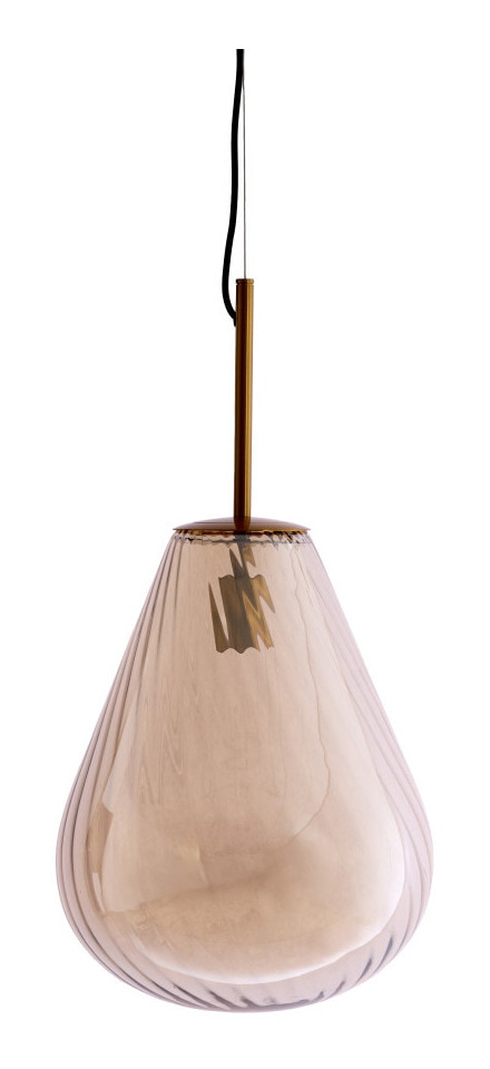Light & Living Hanglamp Leona Glas, Ø33cm - Amber - Rond