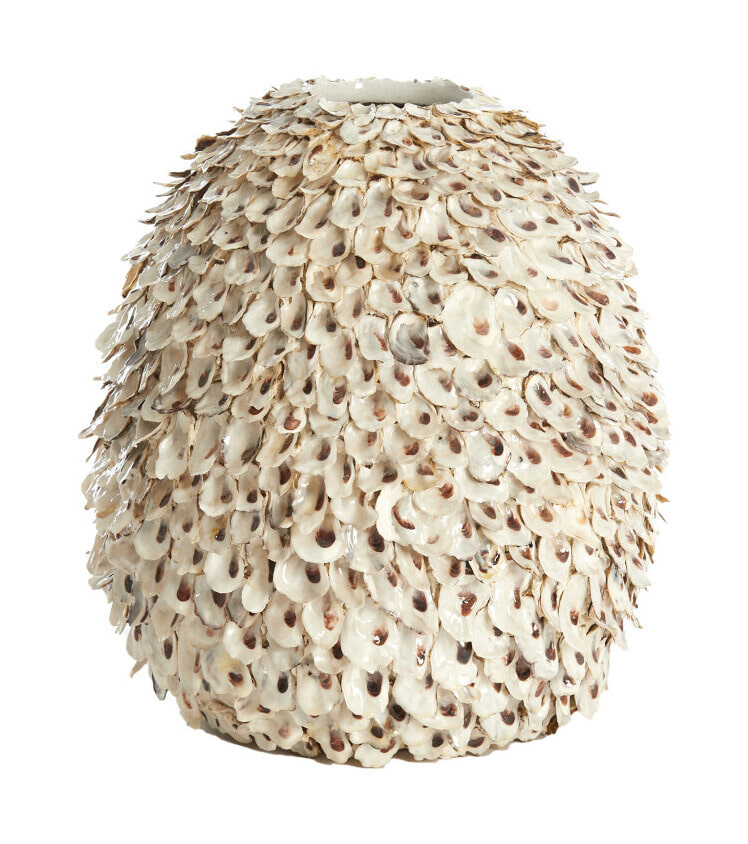 Light & Living Vaas Ubate Schelpen, 35cm - Crème - Rond