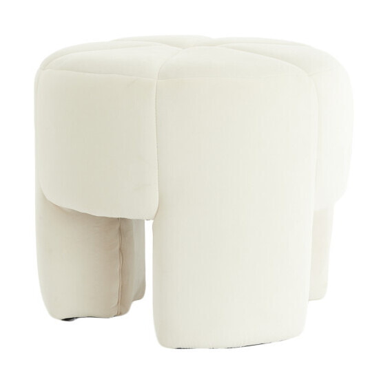 Light & Living Poef Batoemi Velvet - Wit - Rond