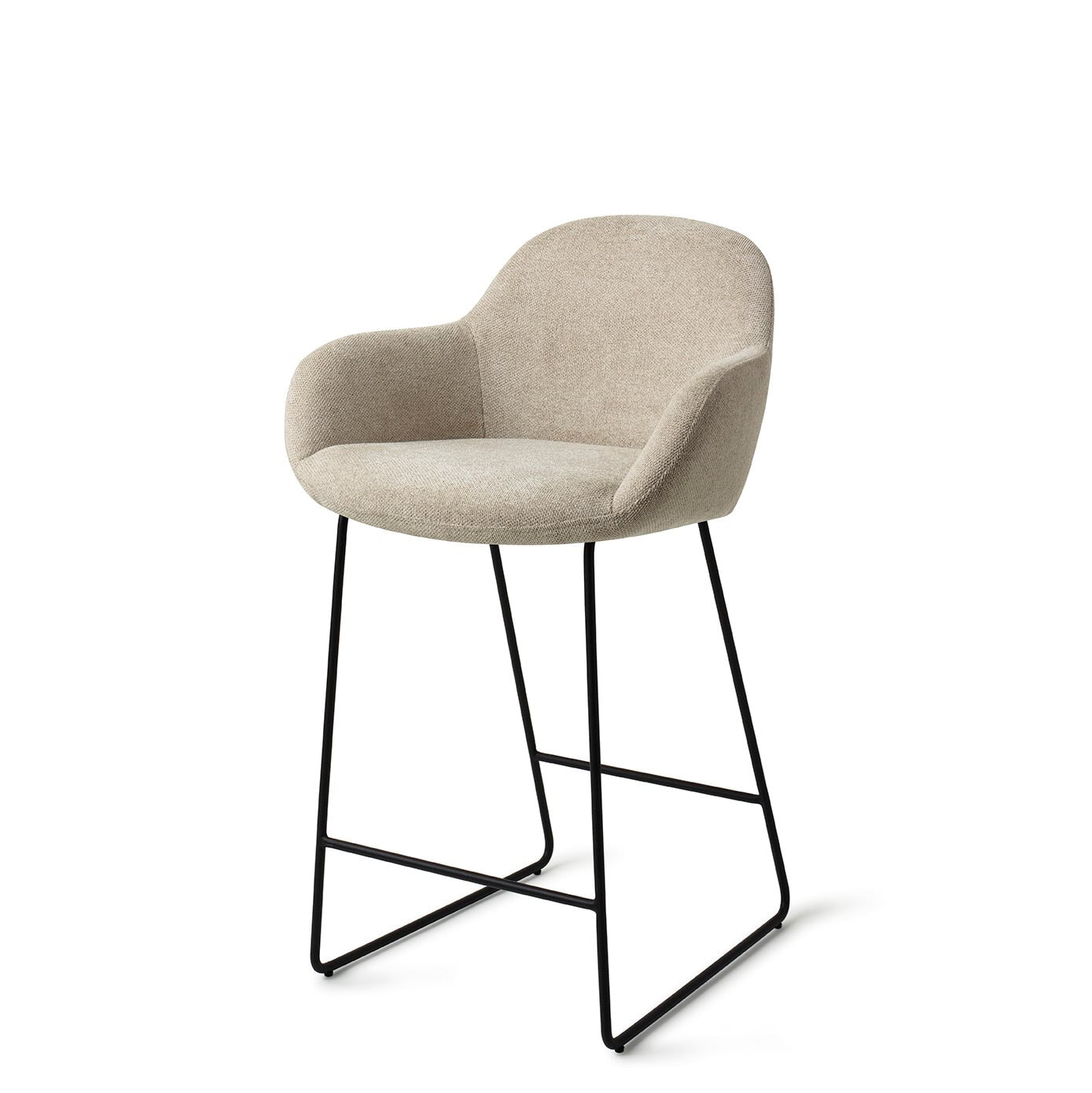 Jesper Home Barkruk 'Kushi' Slide Black, kleur Ivory Ivy (zithoogte 67cm)