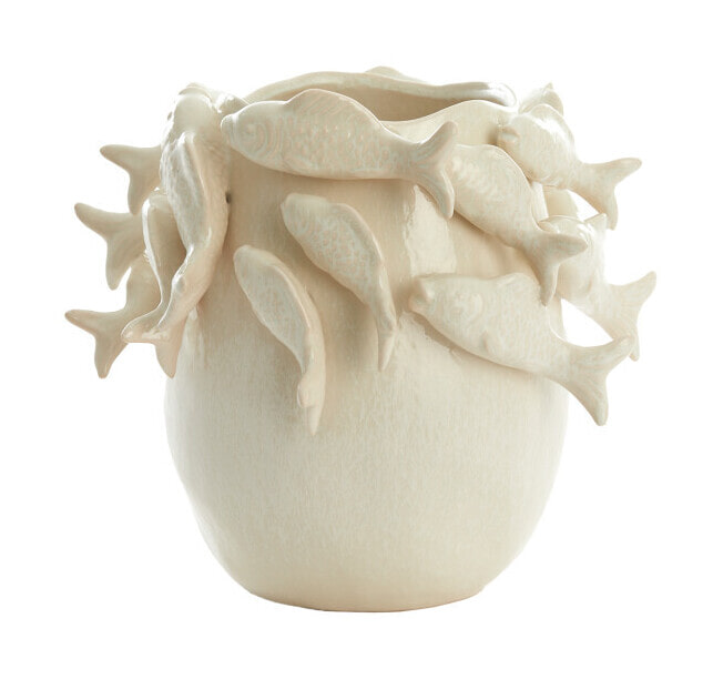 Light & Living Vaas Fish Keramiek, 27cm - Crème - Ovaal