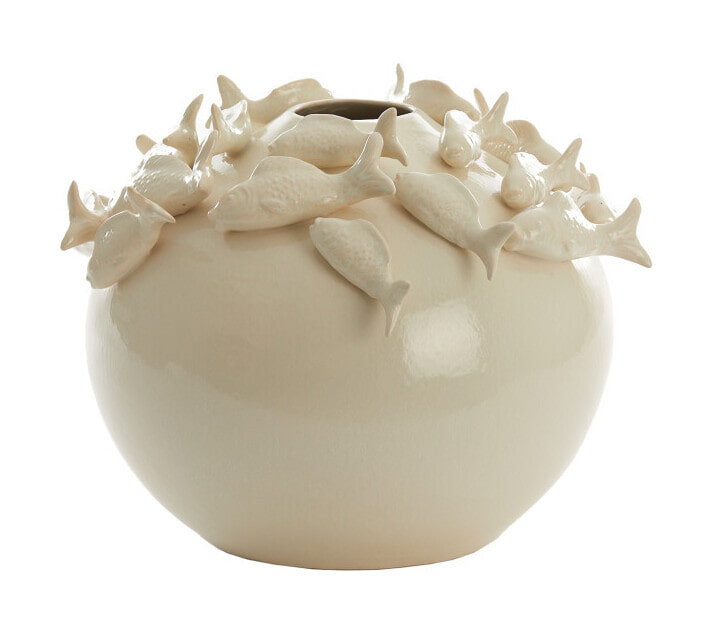 Light & Living Vaas Fish Keramiek, 32cm - Crème - Rond
