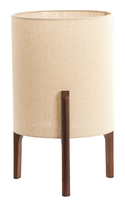 Light & Living Tafellamp Litto Linnenlook en hout, 44cm - Naturel/Donkerbruin - Rond