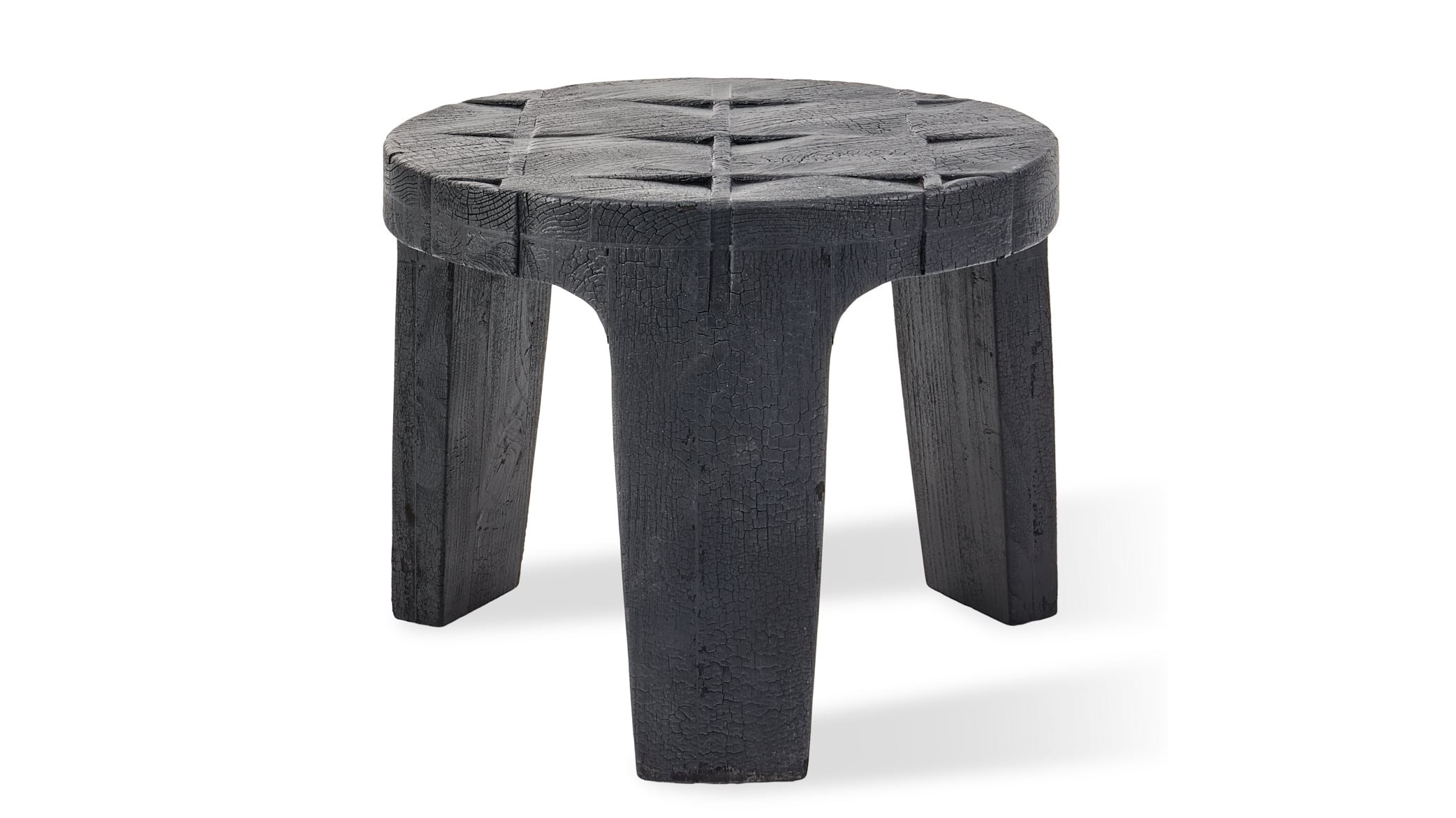 Jesper Home Ronde Bijzettafel Kartano Gebrand hout, 56cm - Zwart