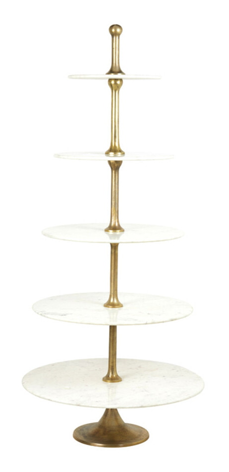 Light & Living Etagère Vermentino Marmerlook, 175cm hoog - Wit - Rond