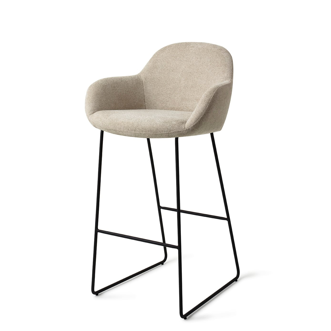 Jesper Home Barkruk Kushi Slide Black - Ivory Ivy (zithoogte 77cm)