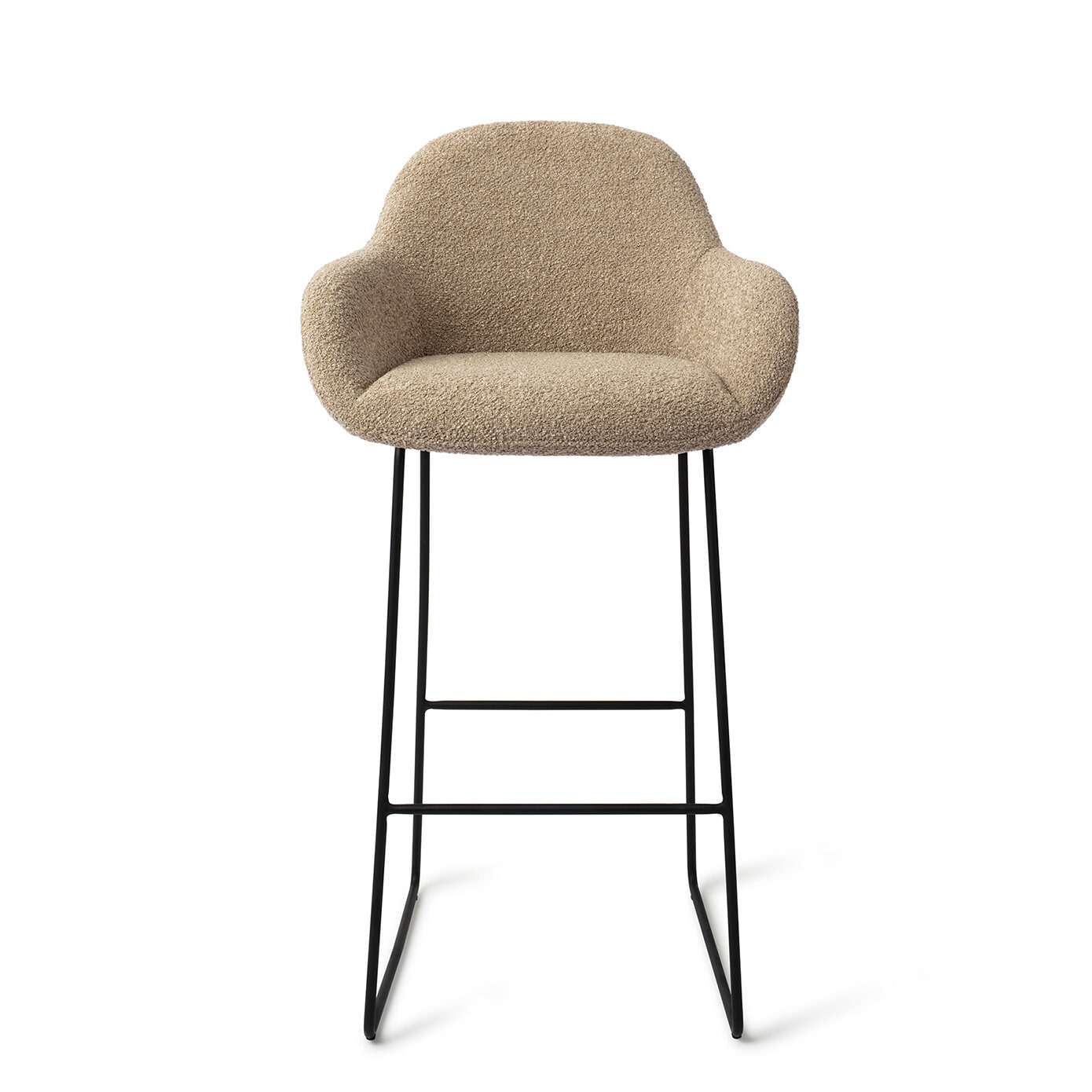 Jesper Home Barkruk 'Kushi' Slide Black, kleur Moss Meadow (zithoogte 77cm)