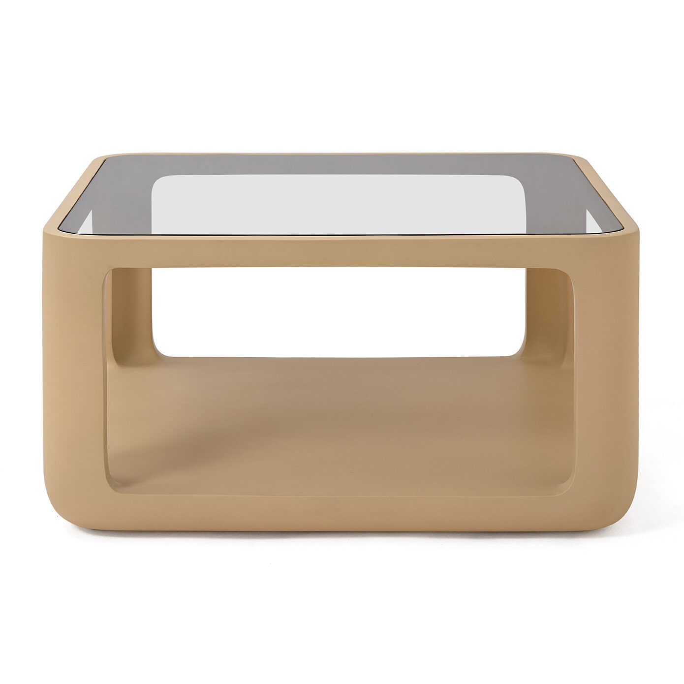Jesper Home Salontafel Yobeko Mudstone textuur en glas, 80 x 80cm - Beige