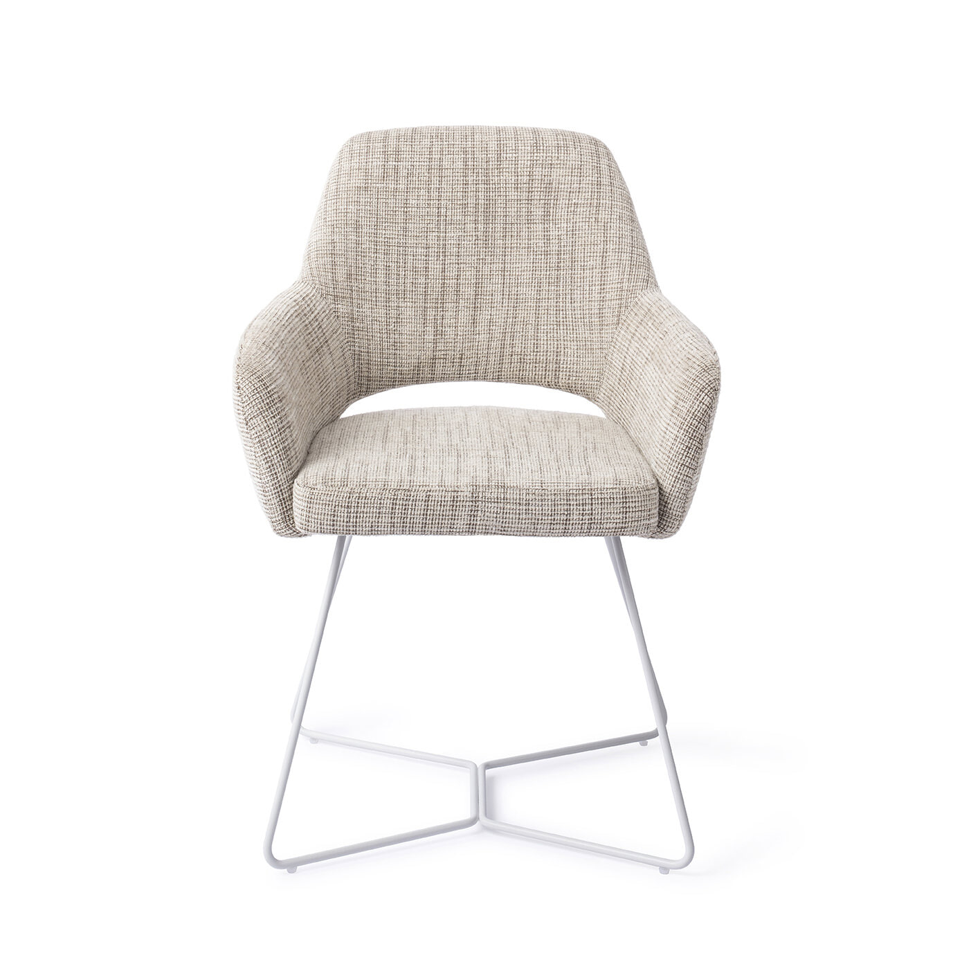 Jesper Home Eetkamerstoel 'Yanai' Beehive White, kleur Caramel Grid
