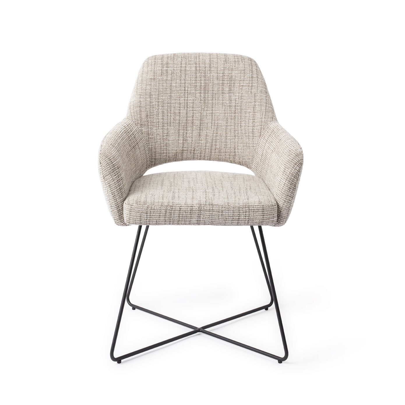 Jesper Home Eetkamerstoel 'Yanai' Cross Black, kleur Caramel Grid