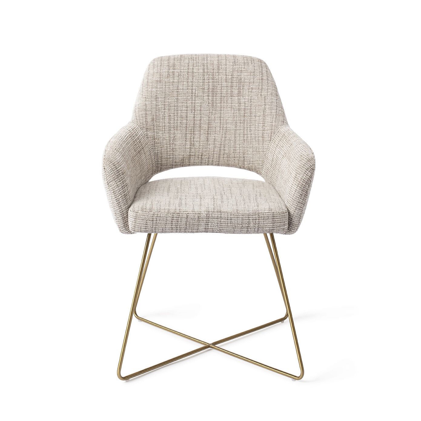 Jesper Home Eetkamerstoel 'Yanai' Cross Gold, kleur Caramel Grid