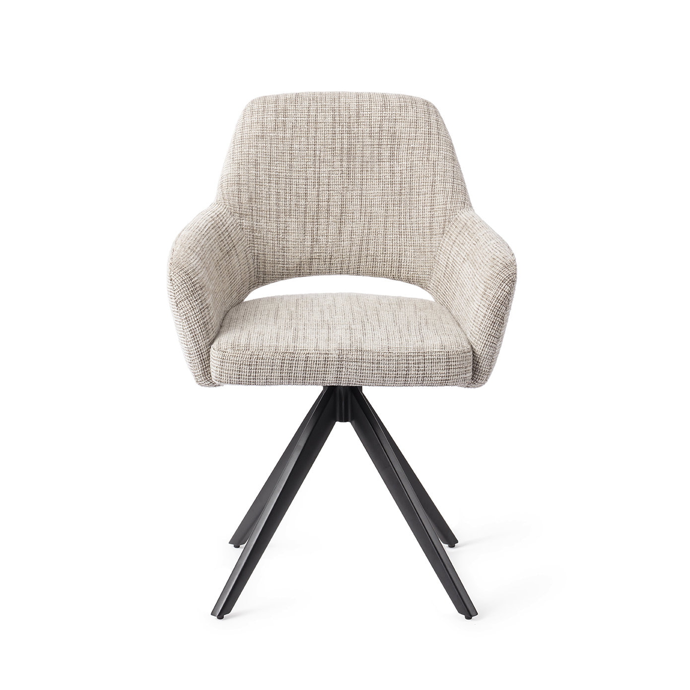 Jesper Home Draaibare Eetkamerstoel 'Yanai' Turn Black, kleur Caramel Grid