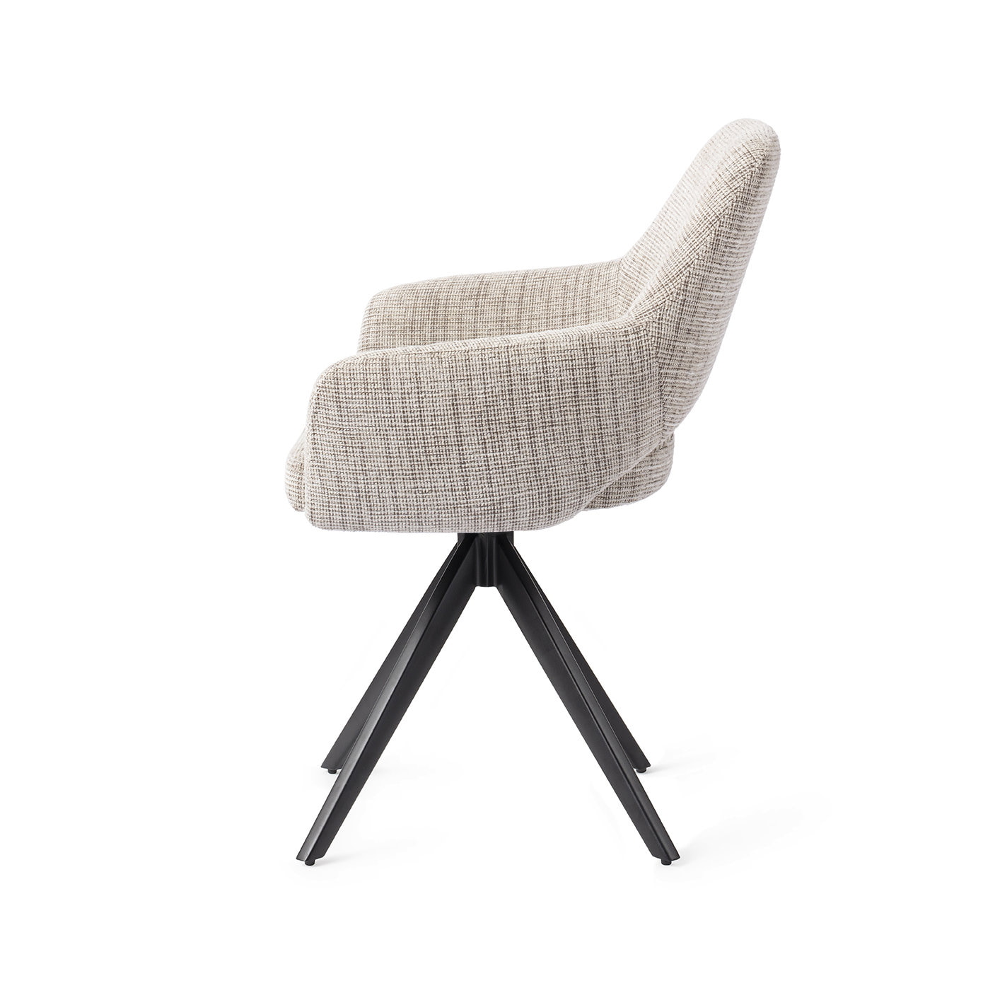 Jesper Home Draaibare Eetkamerstoel 'Yanai' Turn Black, kleur Caramel Grid