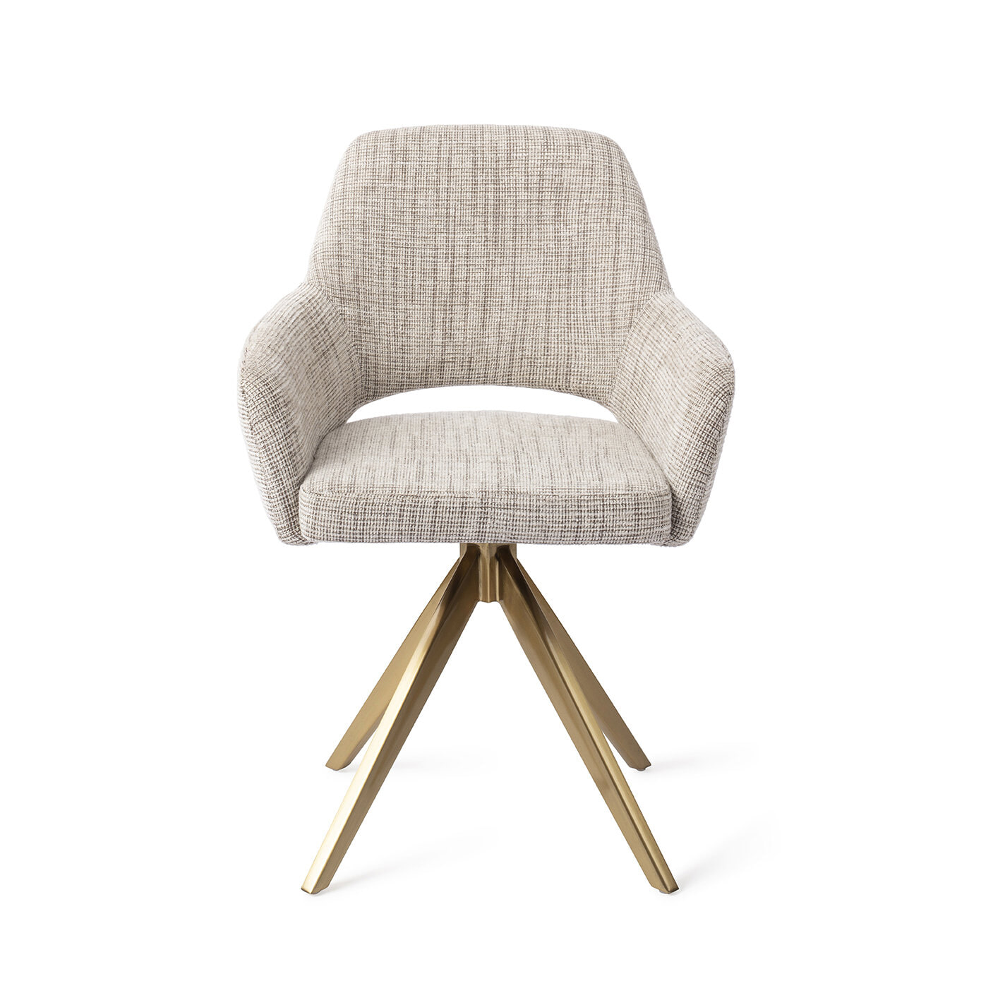 Jesper Home Draaibare Eetkamerstoel 'Yanai' Turn Gold, kleur Caramel Grid