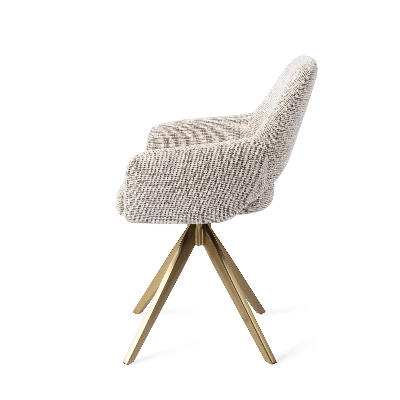Jesper Home Draaibare Eetkamerstoel 'Yanai' Turn Gold, kleur Caramel Grid
