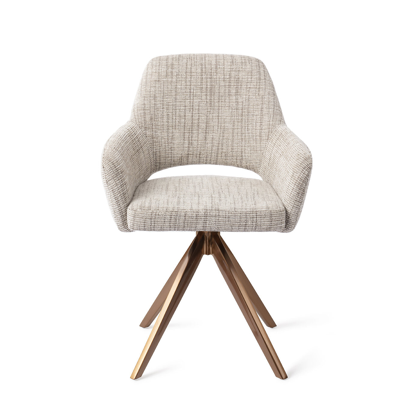 Jesper Home Draaibare Eetkamerstoel 'Yanai' Turn Rose, kleur Caramel Grid