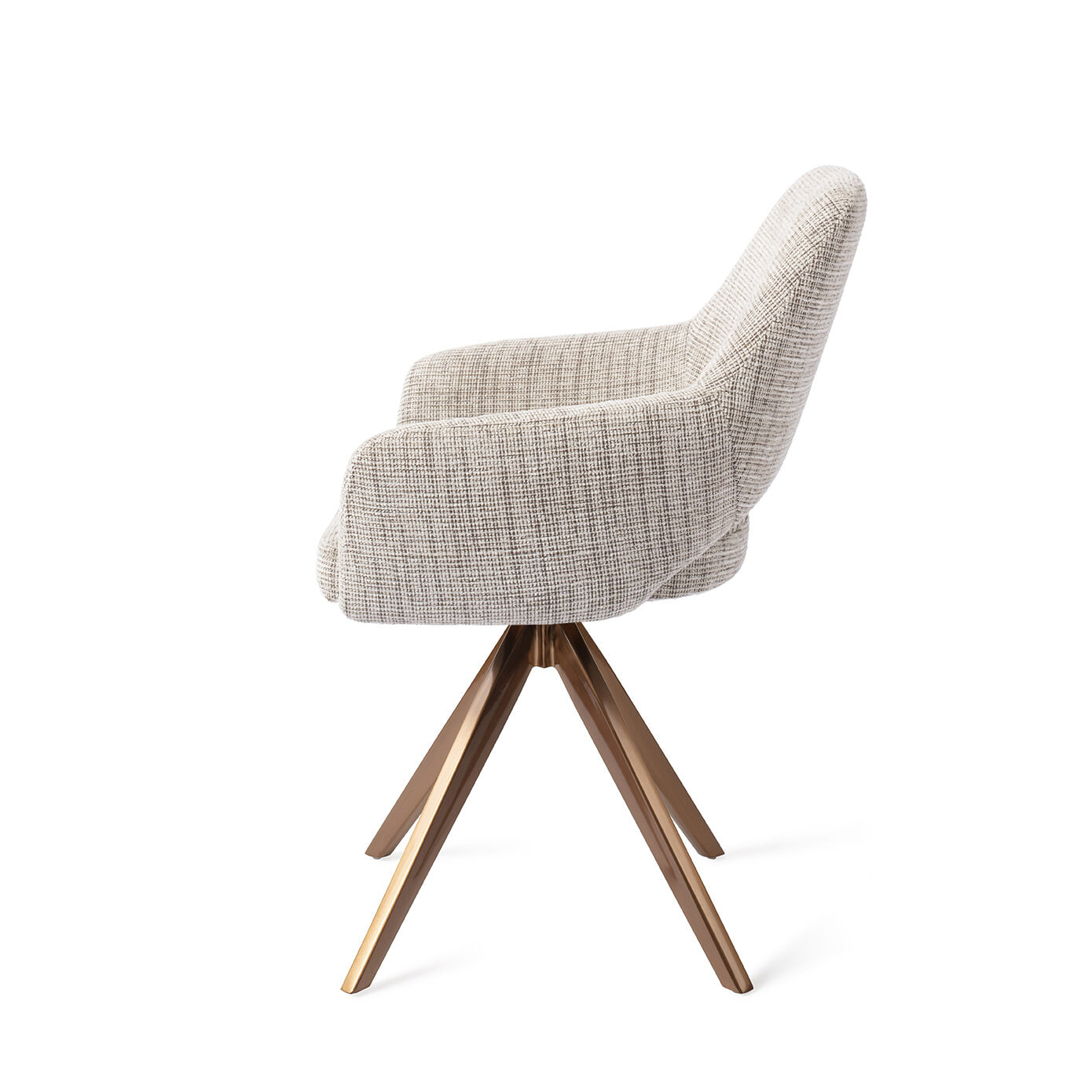Jesper Home Draaibare Eetkamerstoel 'Yanai' Turn Rose, kleur Caramel Grid