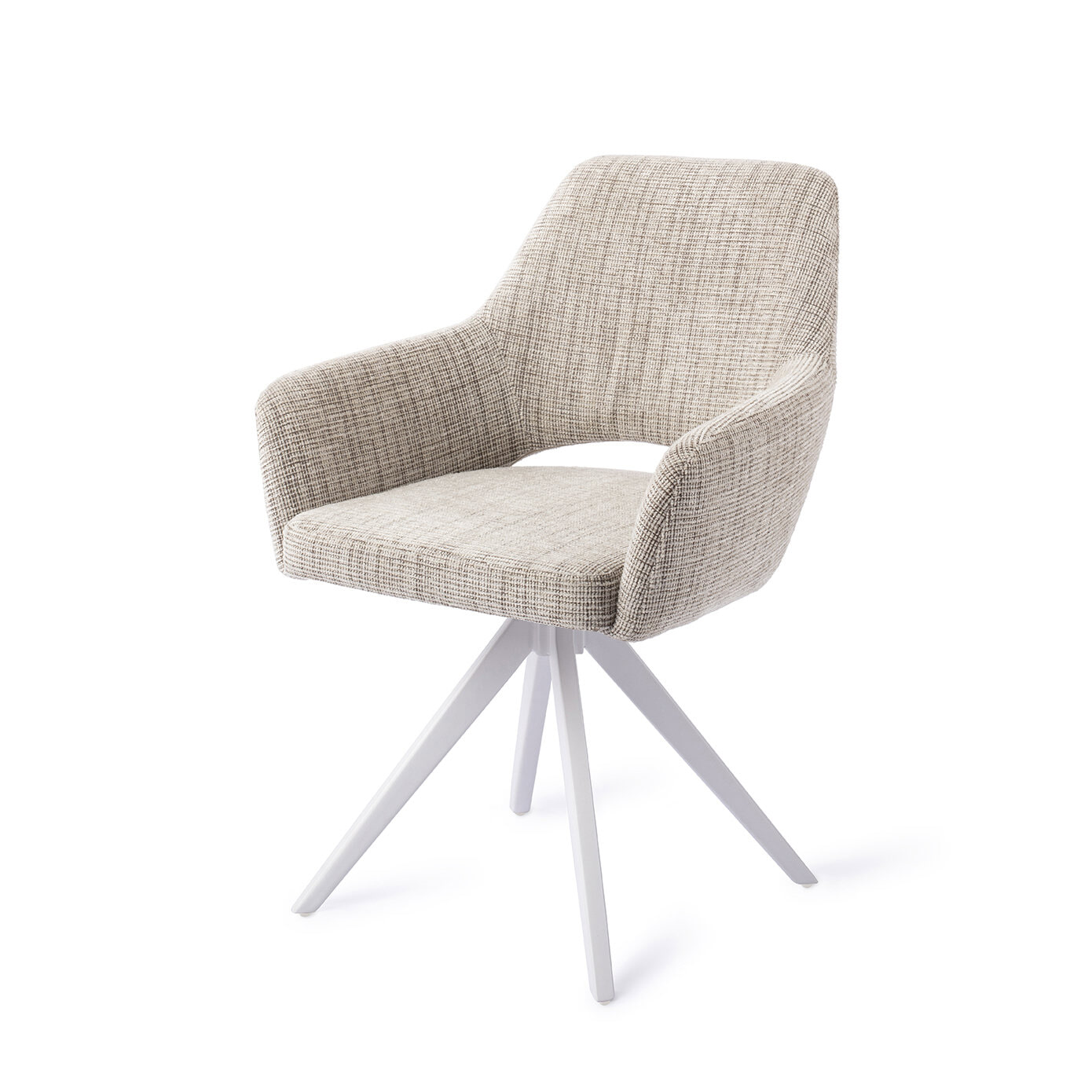 Jesper Home Draaibare Eetkamerstoel Yanai Turn White - Caramel Grid