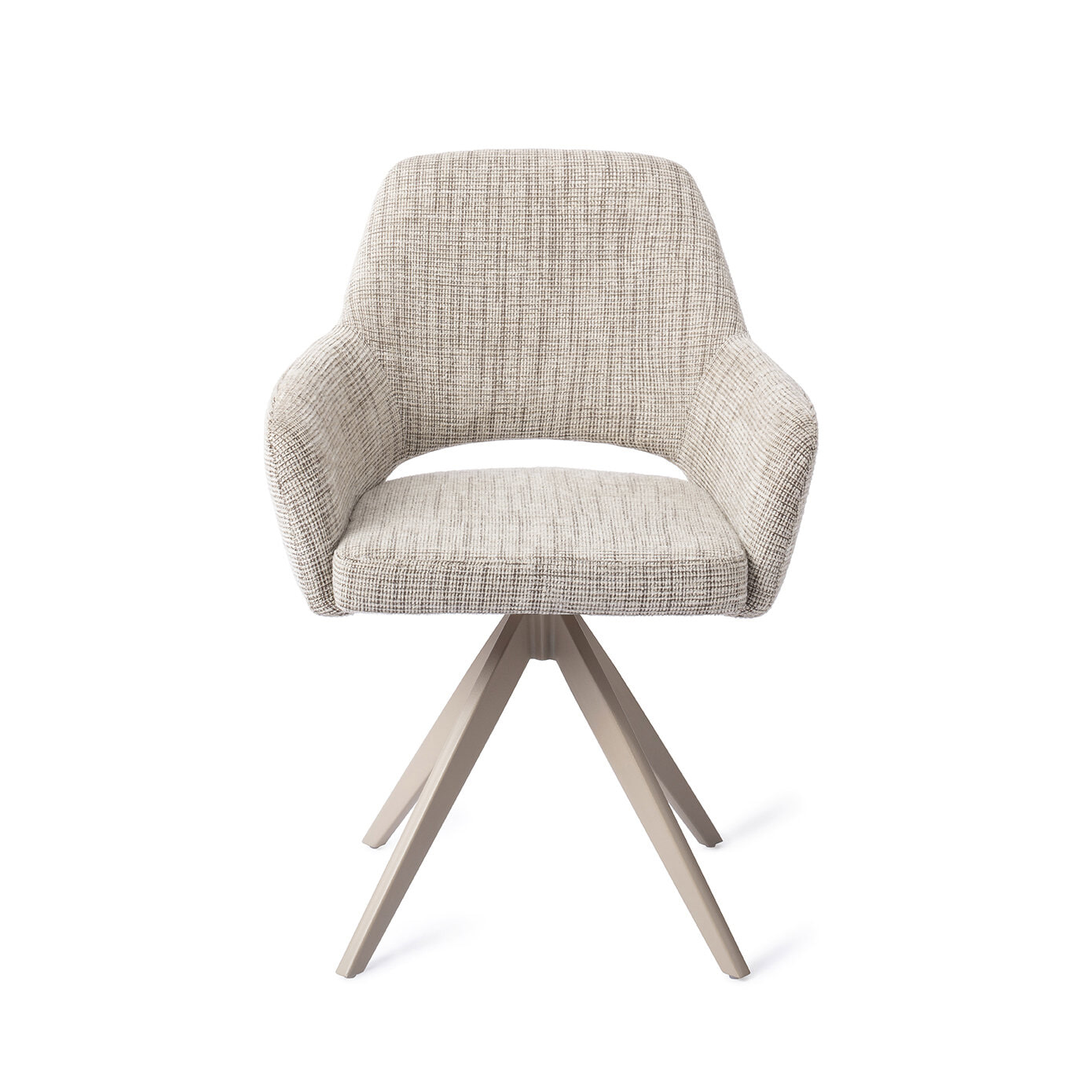 Jesper Home Draaibare Eetkamerstoel 'Yanai' Turn Beige, kleur Caramel Grid