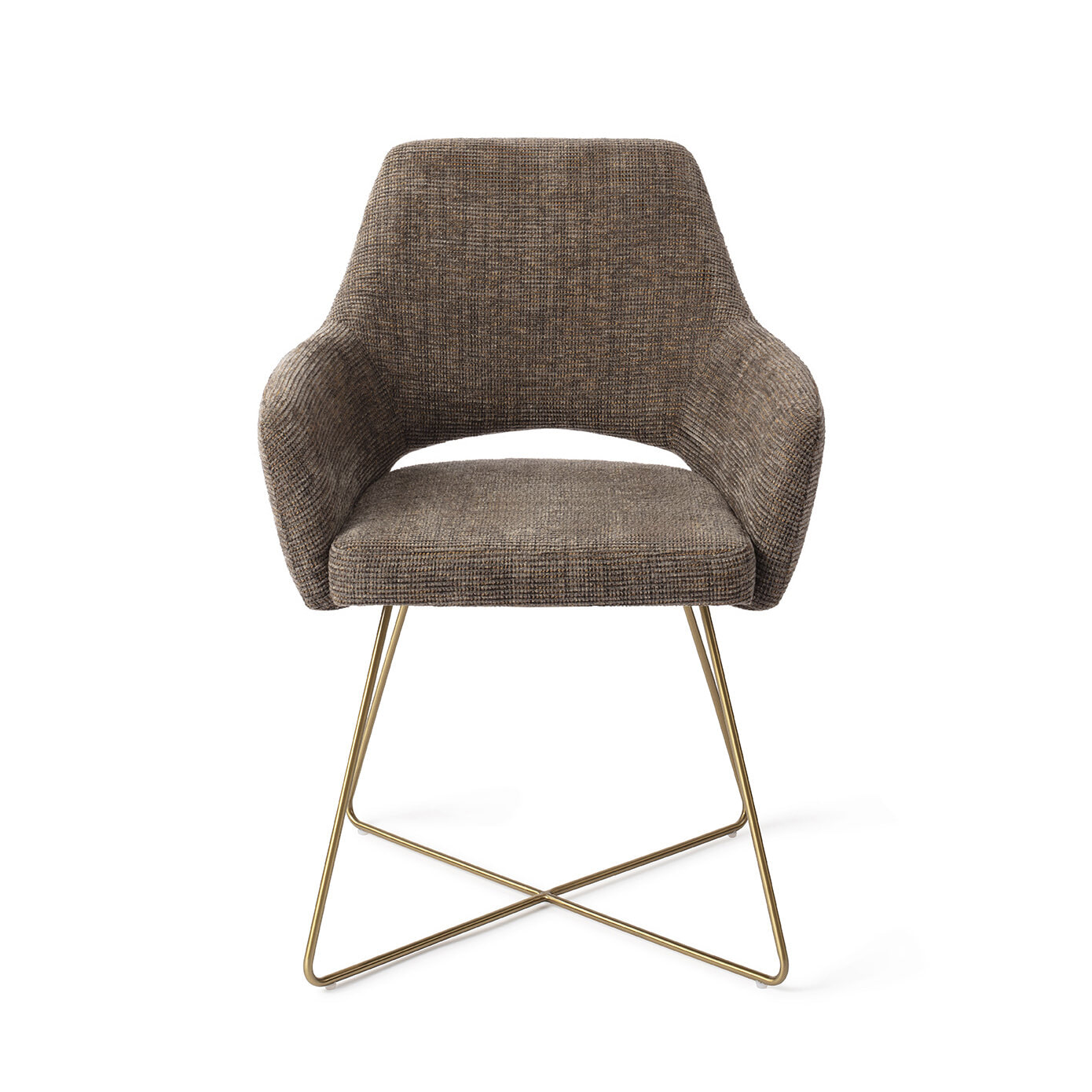 Jesper Home Eetkamerstoel 'Yanai' Cross Gold, kleur Checked Chestnut