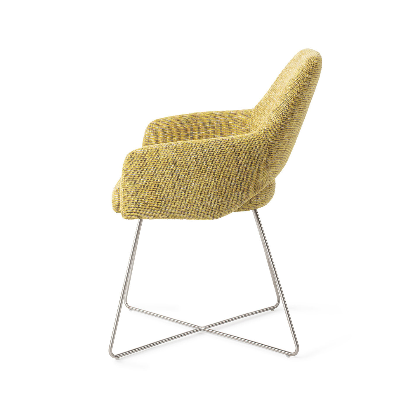 Jesper Home Eetkamerstoel 'Yanai' Cross Steel, kleur Lemon Lines